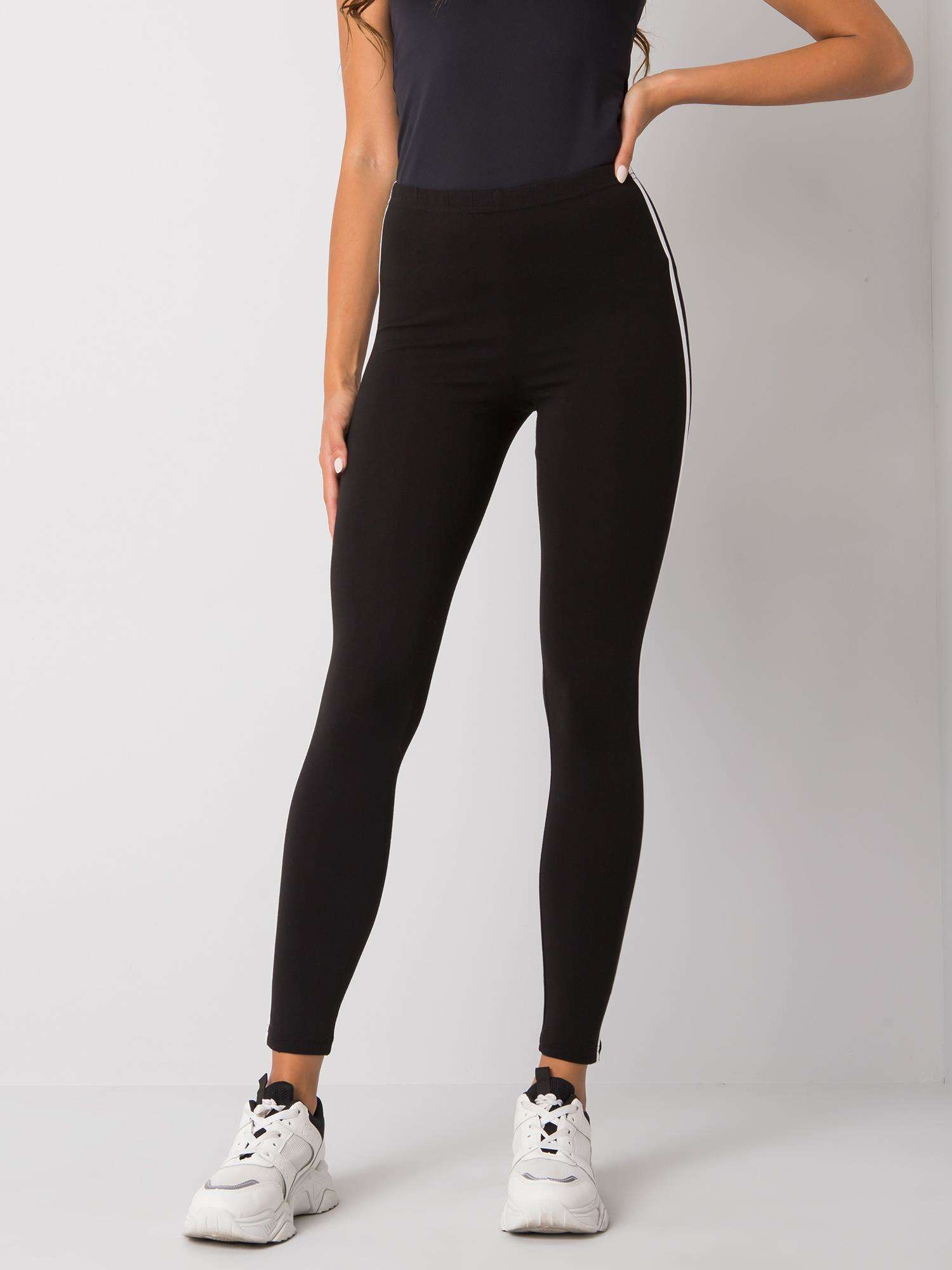 Čierne legíny s dvoma pruhmi na bokoch BR-LG-11005.84-black Veľkosť: XL