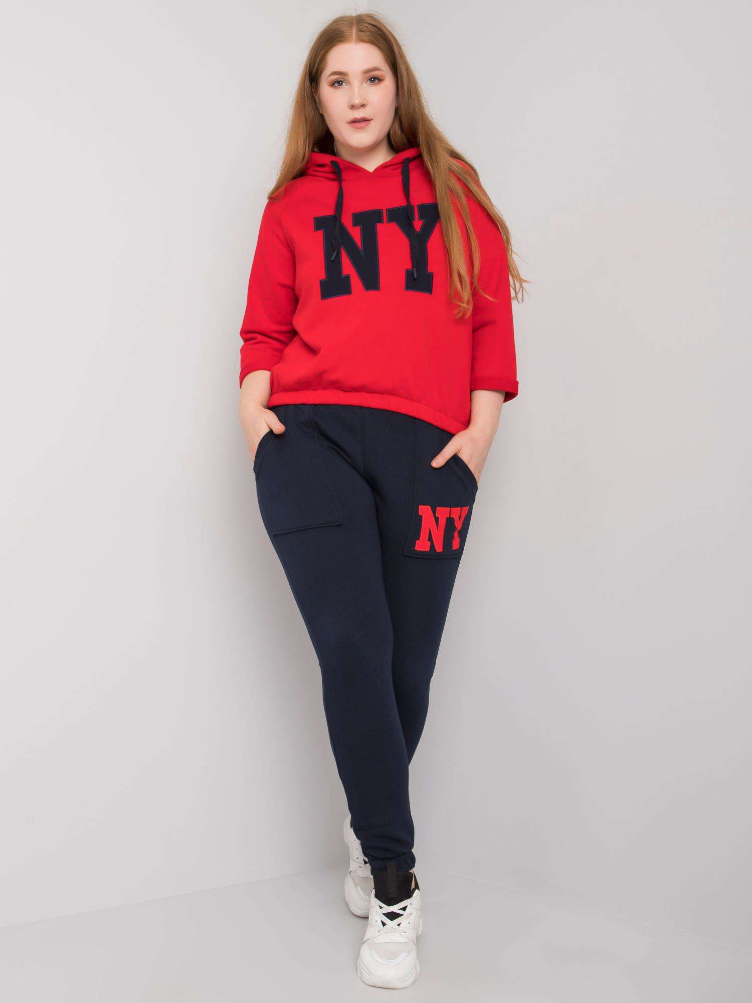Červeno-modrý komplet s výšivkou NY RV-KMPL-6918.04-navy-red Veľkosť: S/M