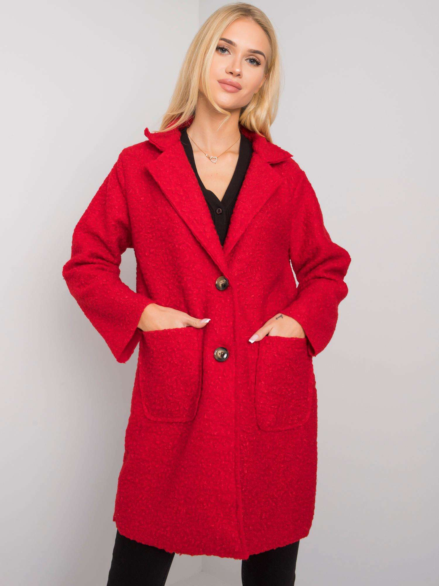 Červený dámsky elegantný kabát TW-PL-BI-21717.40P-red Veľkosť: ONE SIZE