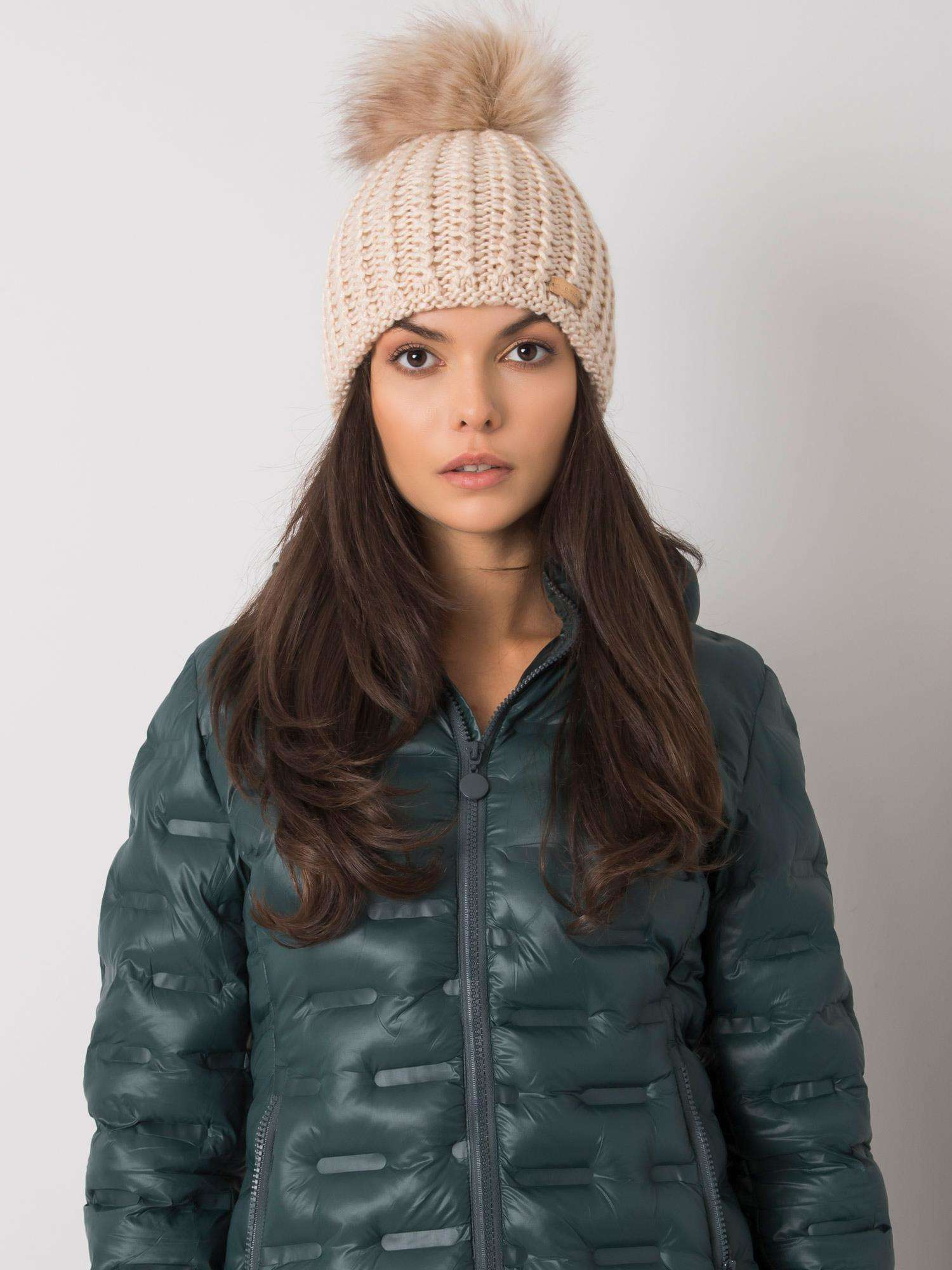 Béžová pletená čiapka JK-SK-33.17-beige Veľkosť: ONE SIZE