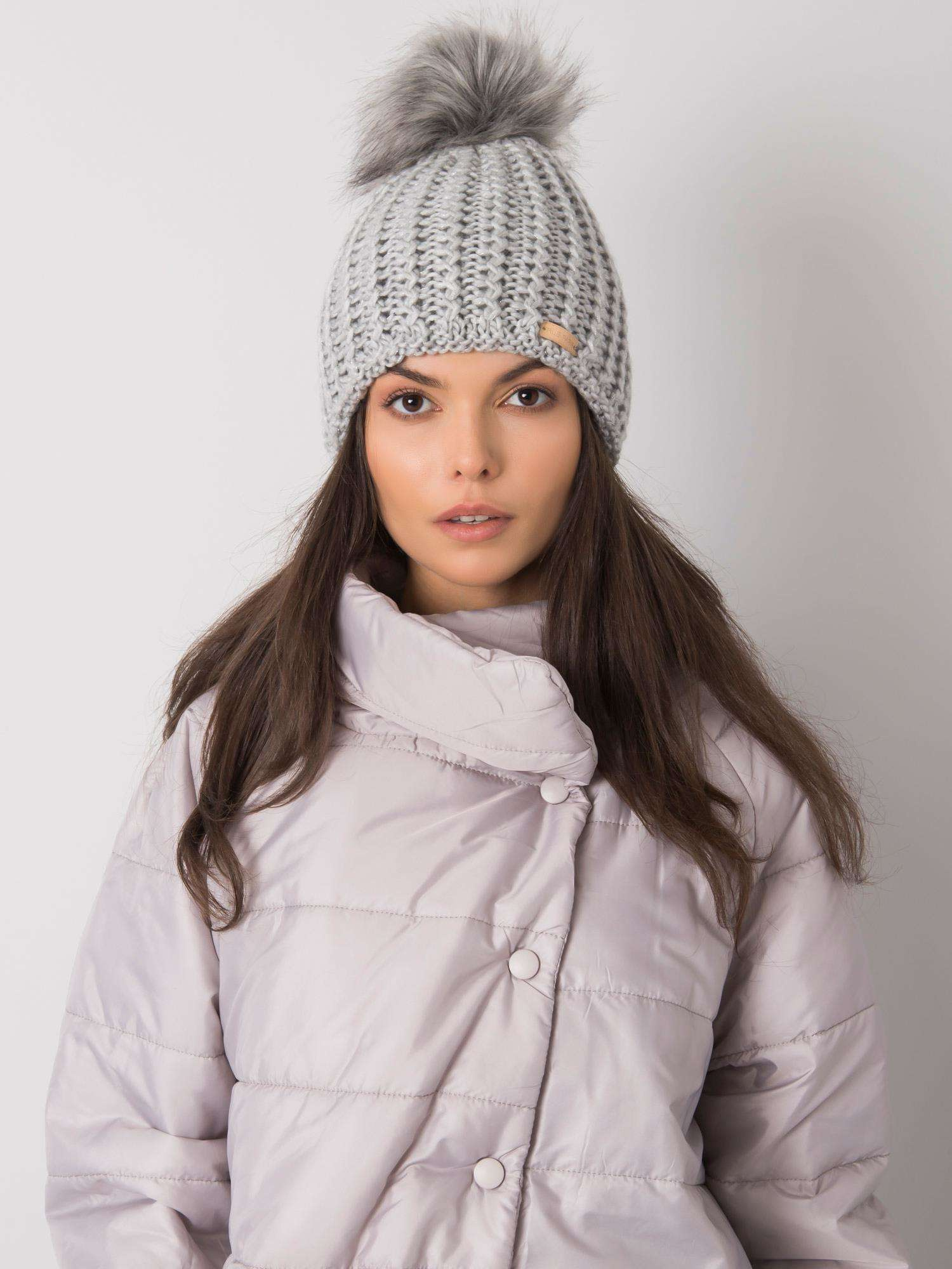 Šedá pletená čiapka JK-SK-33.17-grey Veľkosť: ONE SIZE