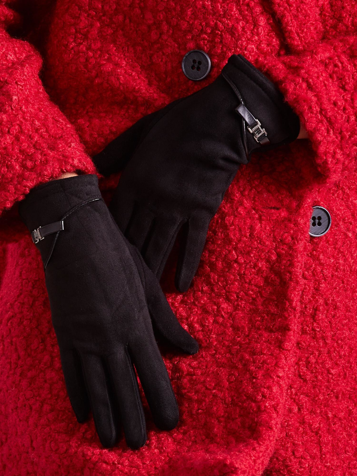 Čierne dámske rukavice AT-RK-902.08-black Veľkosť: L/XL