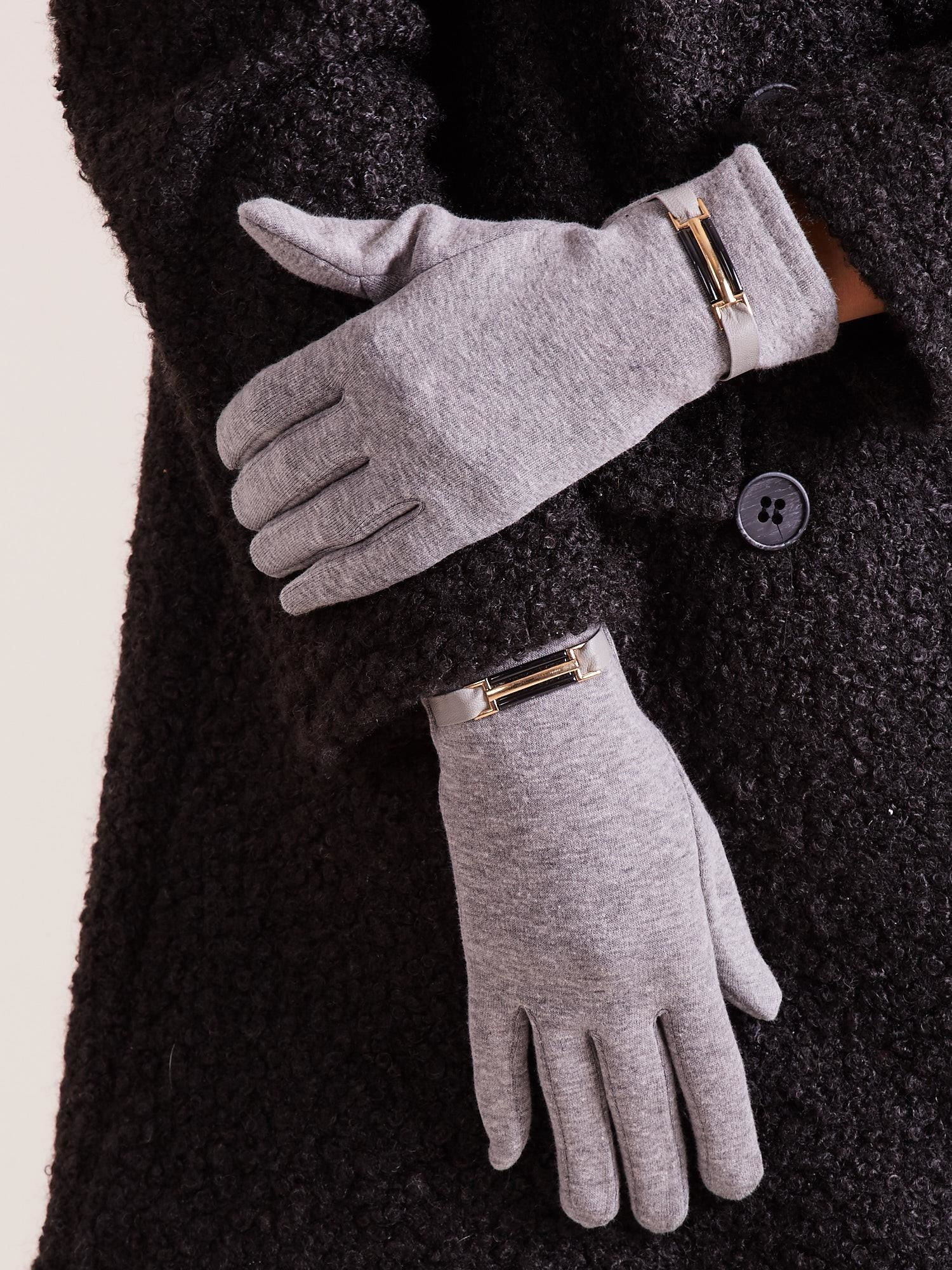 Dámske svetlo šedé rukavice AT-RK-6202.09-gray Veľkosť: L/XL