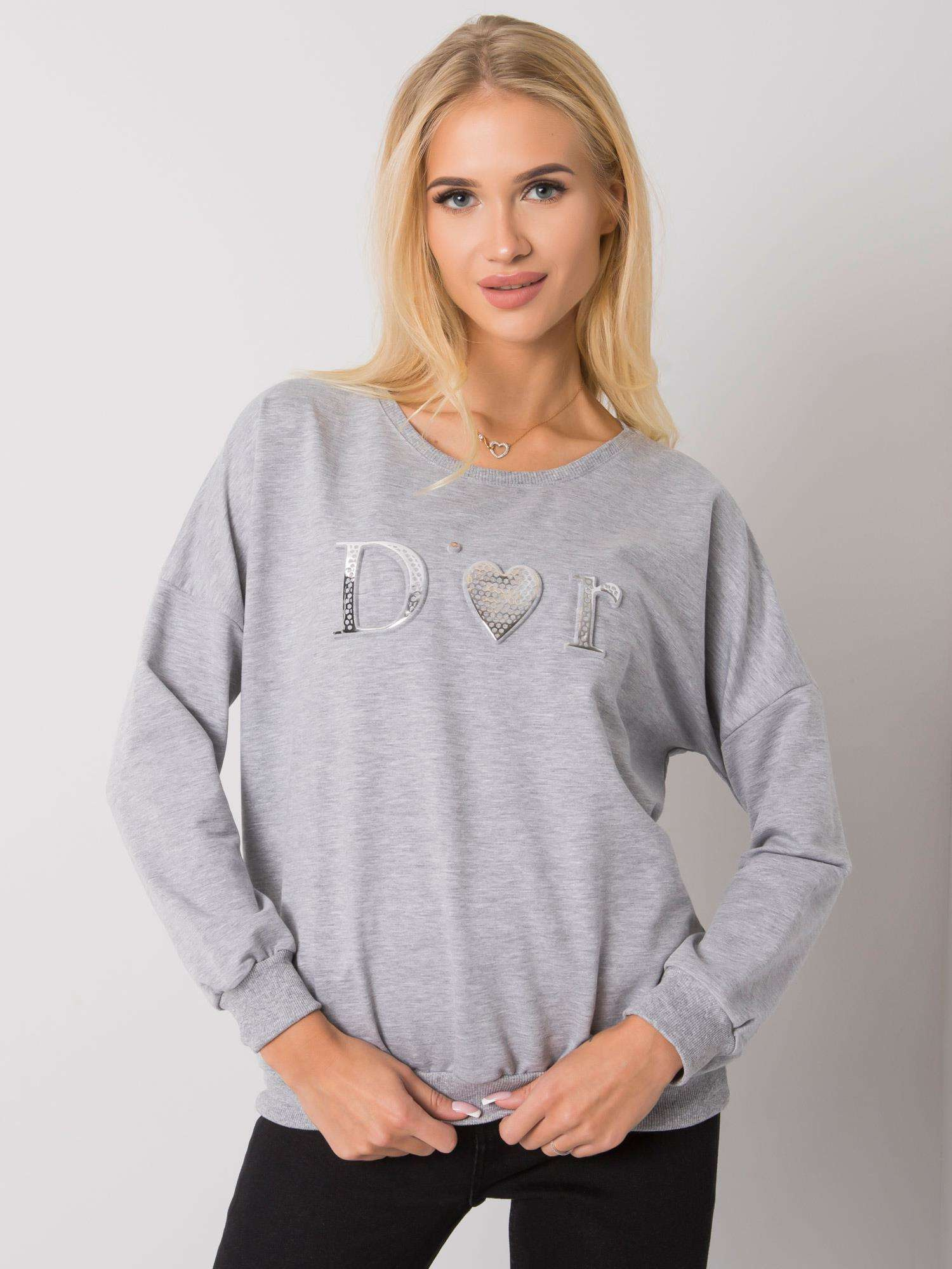 Svetlo šedá dámska mikina s potlačou RV-BL-0192.55P-gray Veľkosť: ONE SIZE