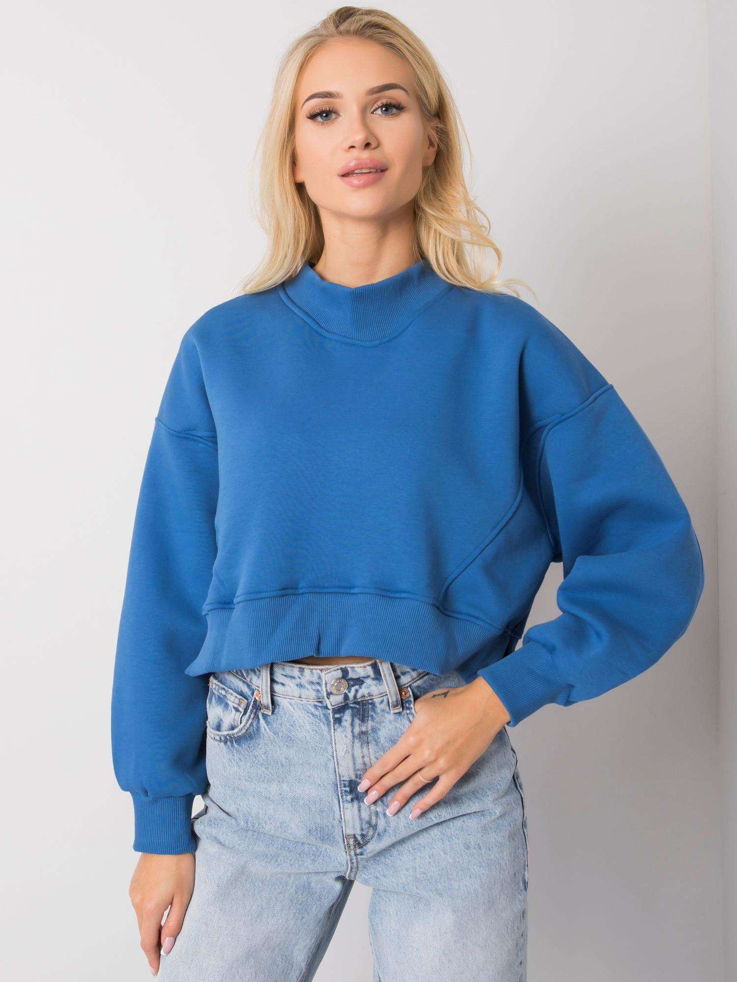 Tmavo modrá dámska crop mikina RV-BL-6992.69-dark blue Veľkosť: M