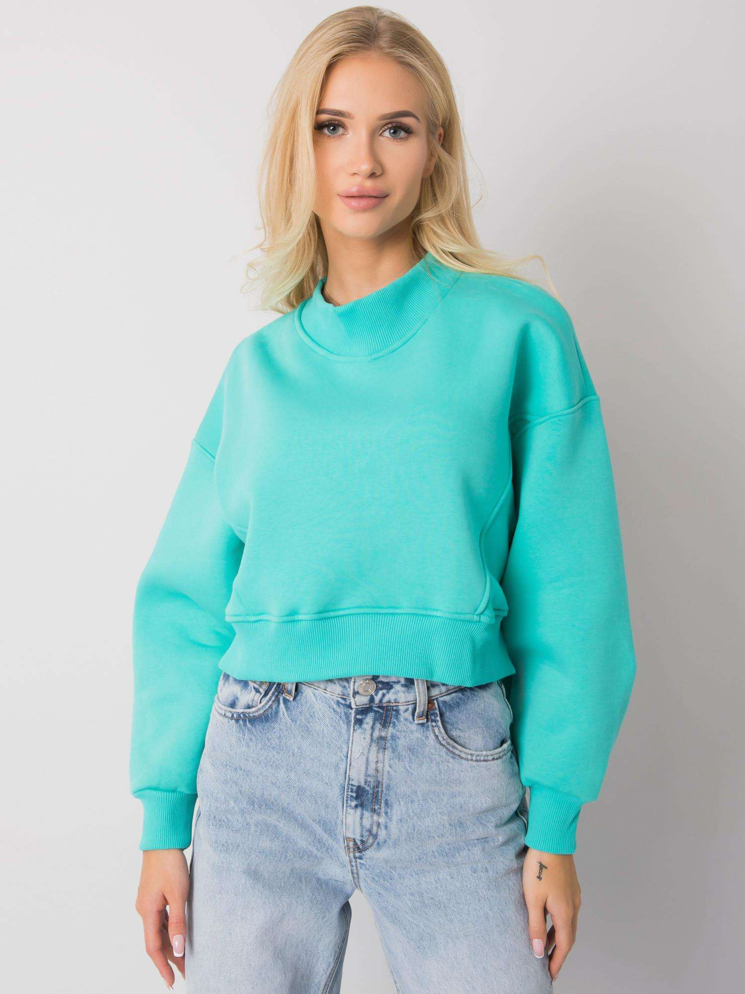 Svetlo modrá dámska crop mikina RV-BL-6992.69-tyrkys Veľkosť: M
