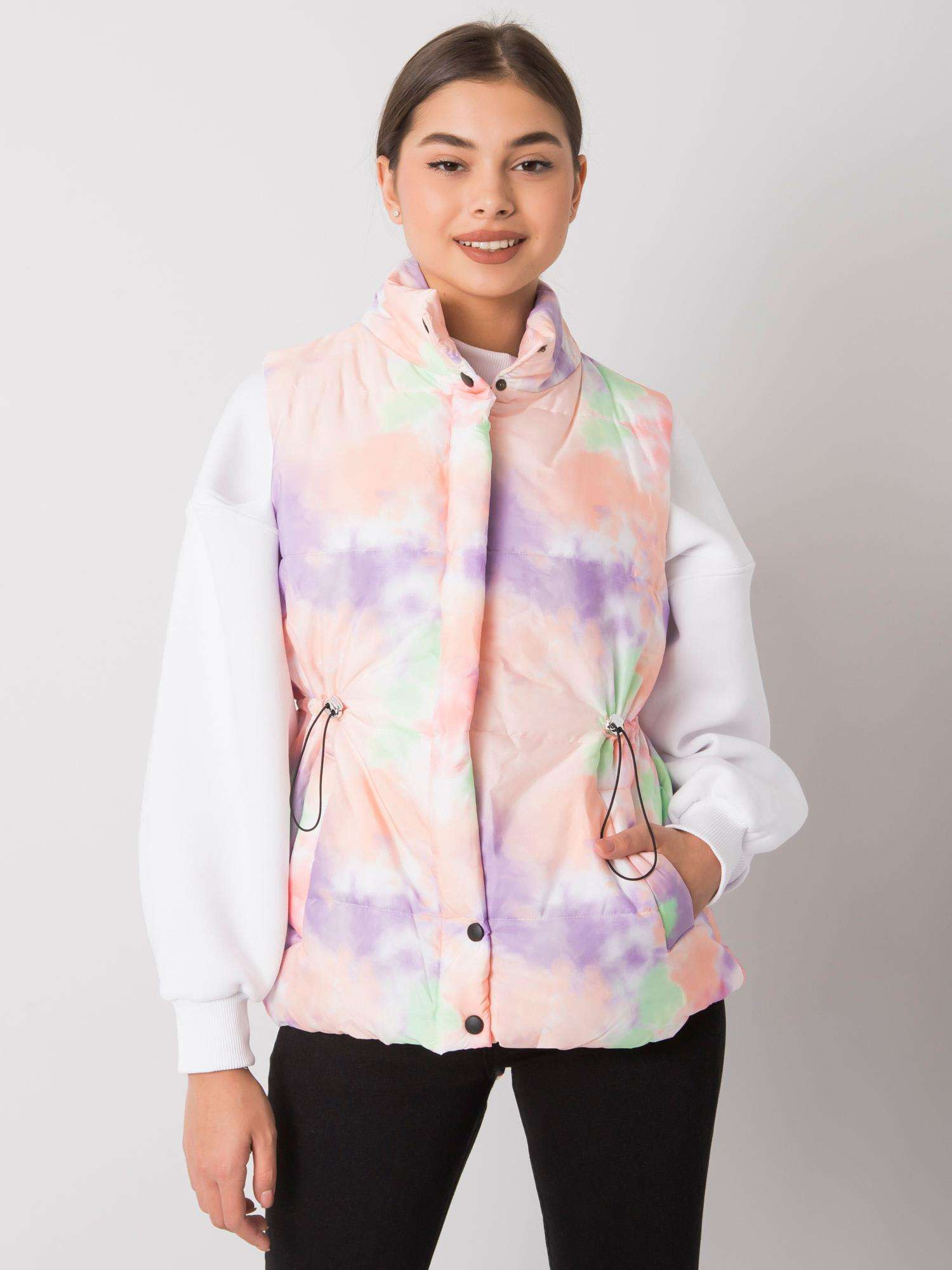 Fialovo-oranžová dámská vesta s gumičkou v pase DHJ-KZ-1858.23X-orange Veľkosť: M