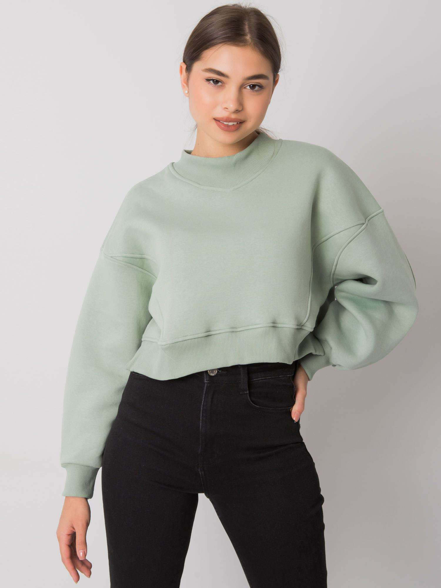 Mentolová dámska crop mikina RV-BL-6992.69-mint Veľkosť: M