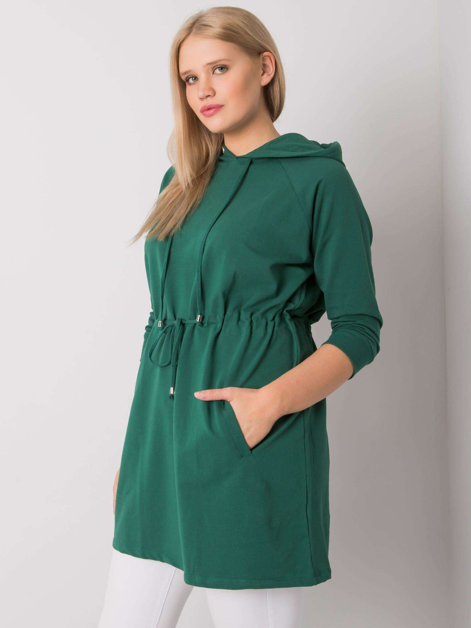 Zelená mikina so sťahovaním v páse RV-BL-6853.10P-green Veľkosť: ONE SIZE