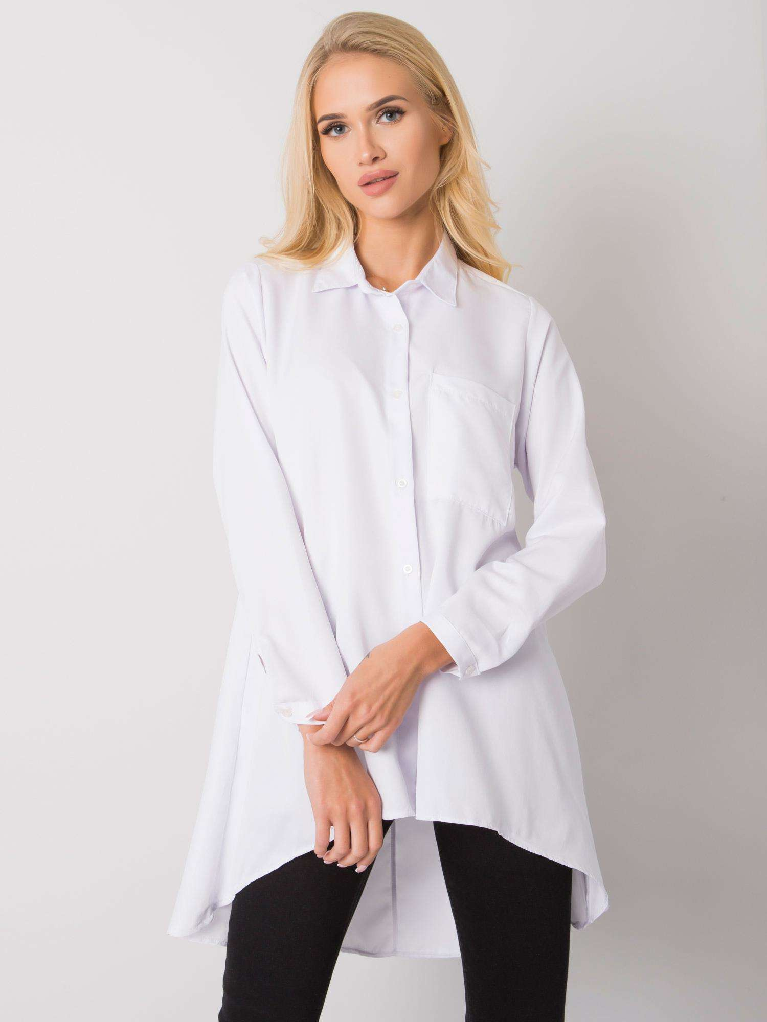 Biela dámska asymetrická košeľa EM-KS-556-1.11-white Veľkosť: ONE SIZE