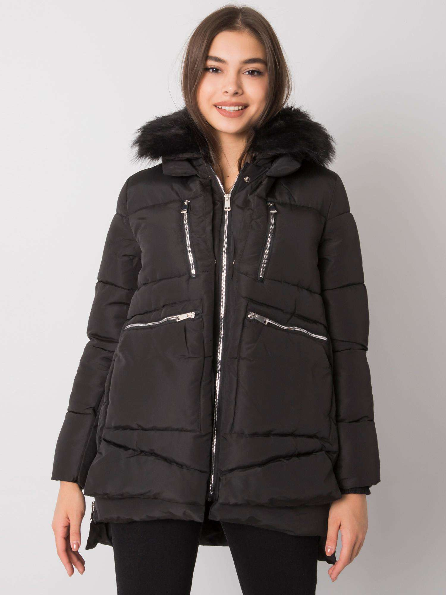 Čierna dámska zimná bunda so zipsami NM-KR-H-1072.95P-black Veľkosť: M