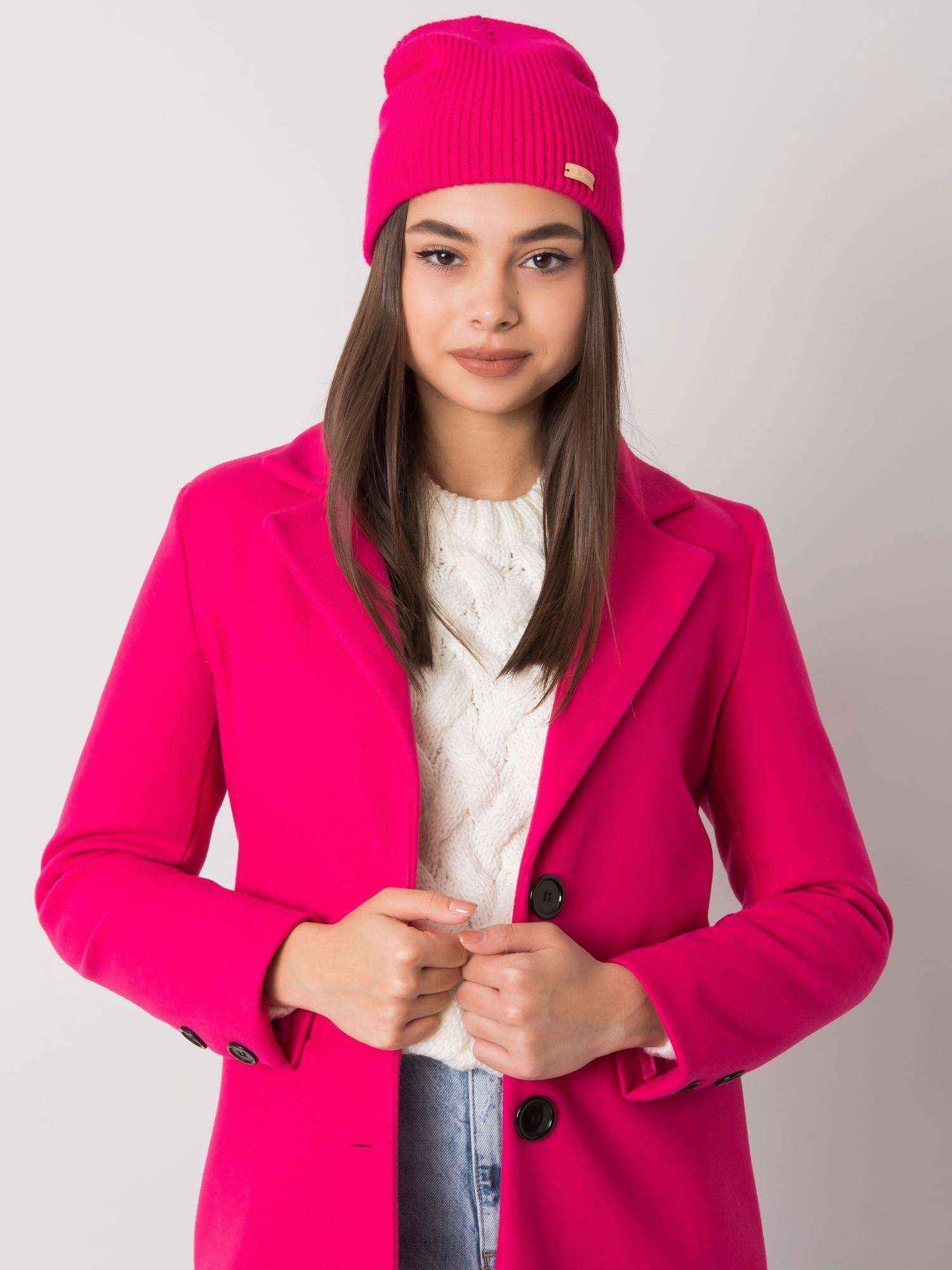 Fuchsiová pletená dámska čiapka JK-SK-38.26X-fuchsia pink Veľkosť: ONE SIZE