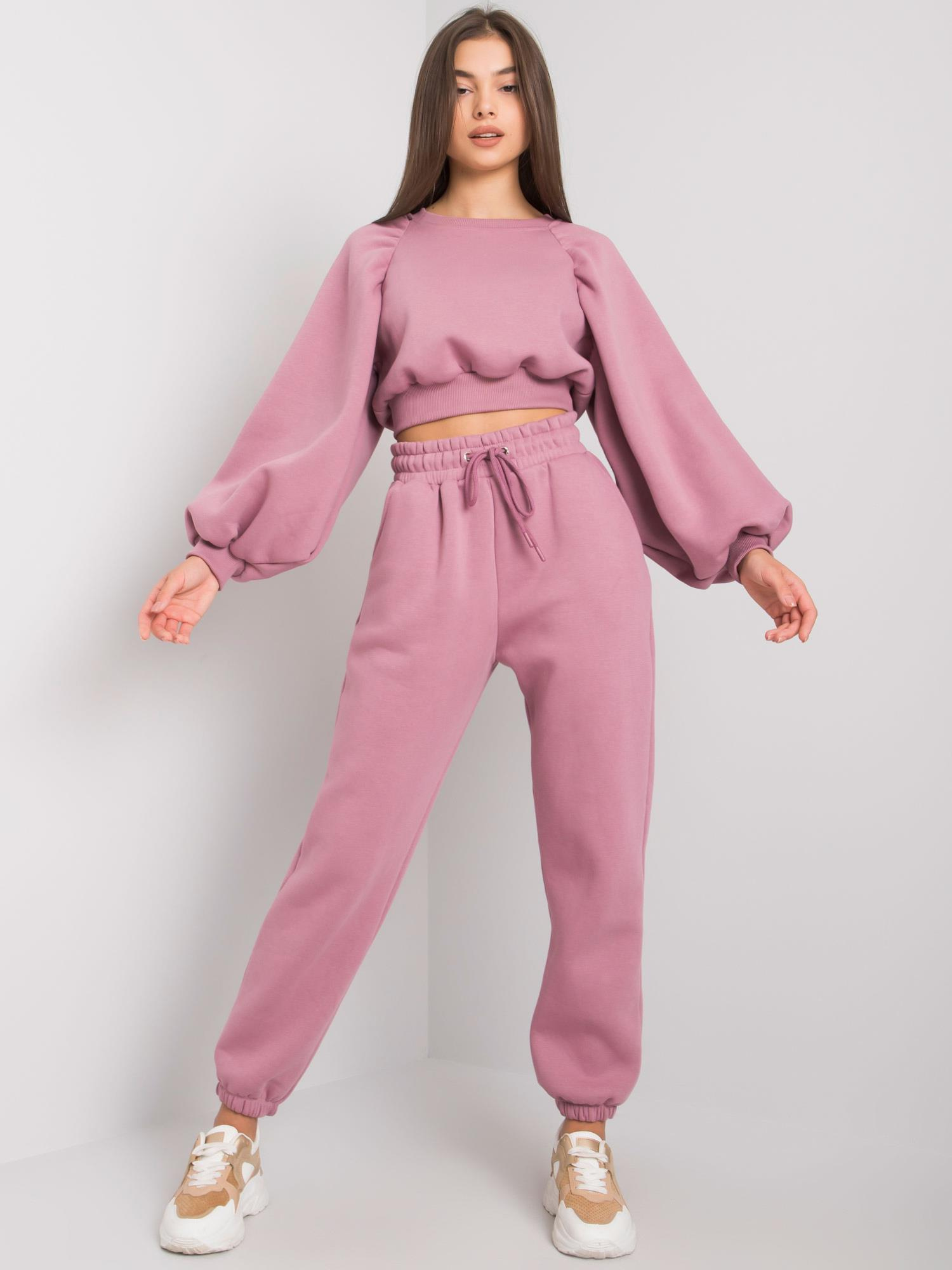 Tmavo ružová súprava s naberanými rukávmi RV-KMPL-7010.10-misty rose Veľkosť: L/XL