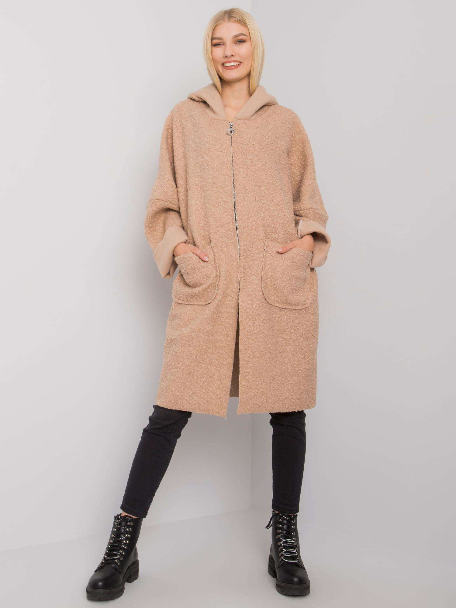 Béžový dámsky teddy kabát TW-PL-BI-21715.63P-beige Veľkosť: ONE SIZE