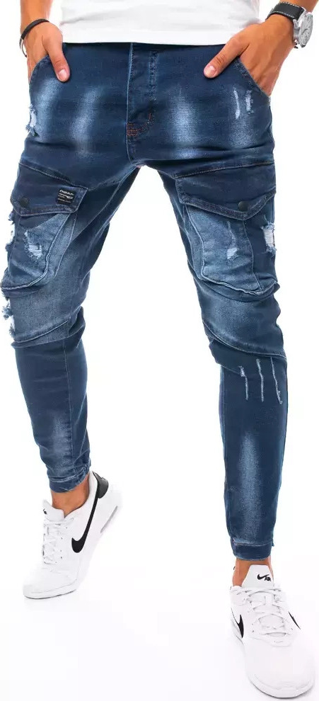 Modré tieňované džínsy s dierovaním UX3271 Veľkosť: 30