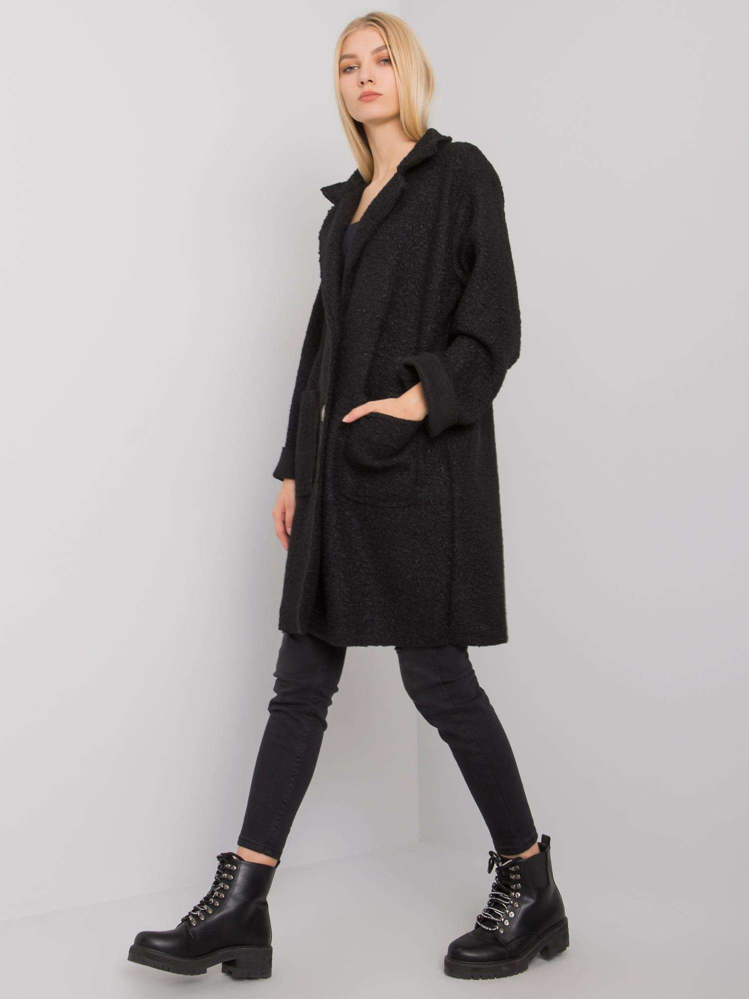 Čierny dámsky teddy kabát TW-PL-BI-21717.40P-black Veľkosť: ONE SIZE