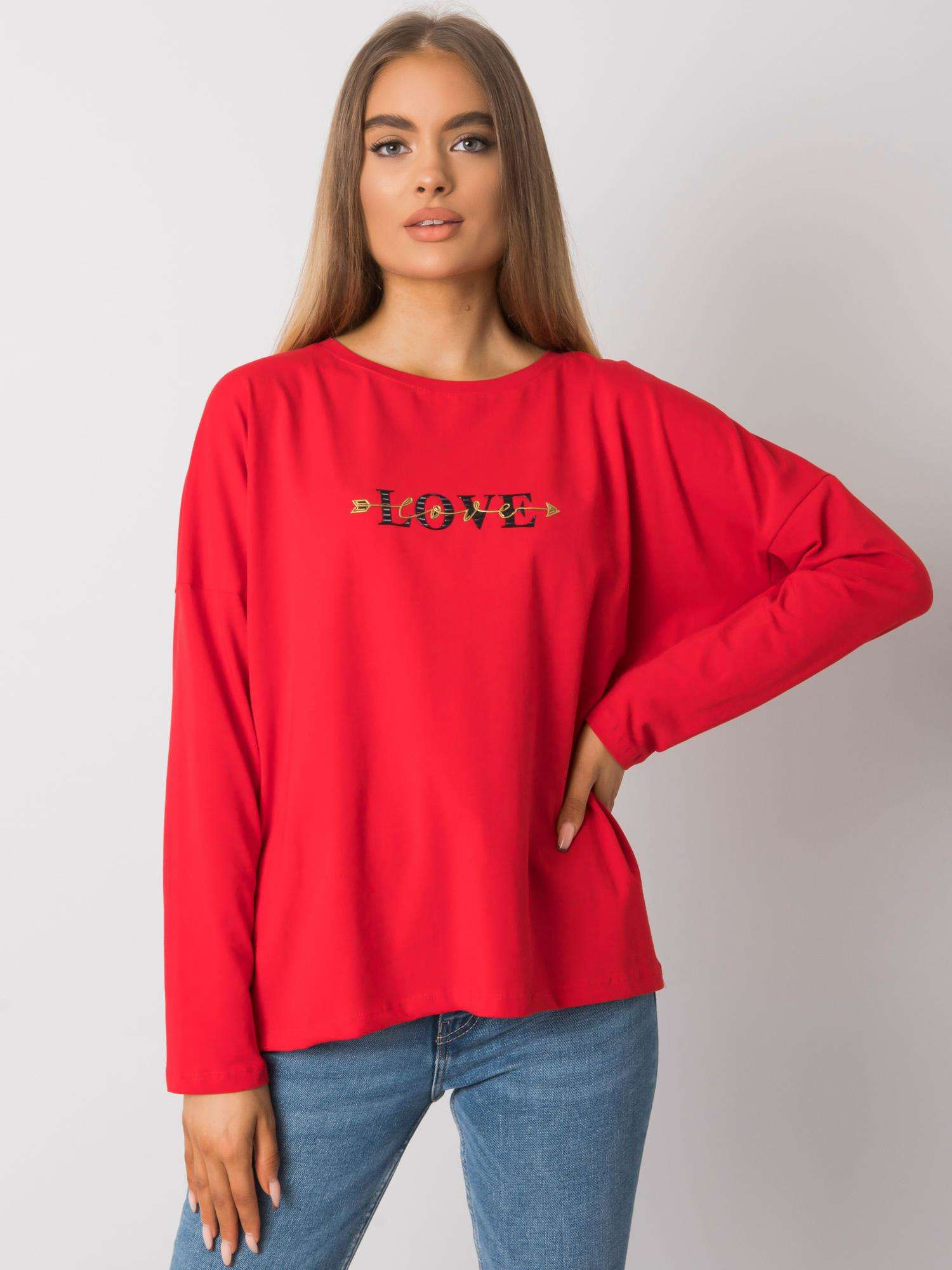 Červené dámske tričko s nápisom LOVE RV-BZ-7209.24P-red Veľkosť: L/XL