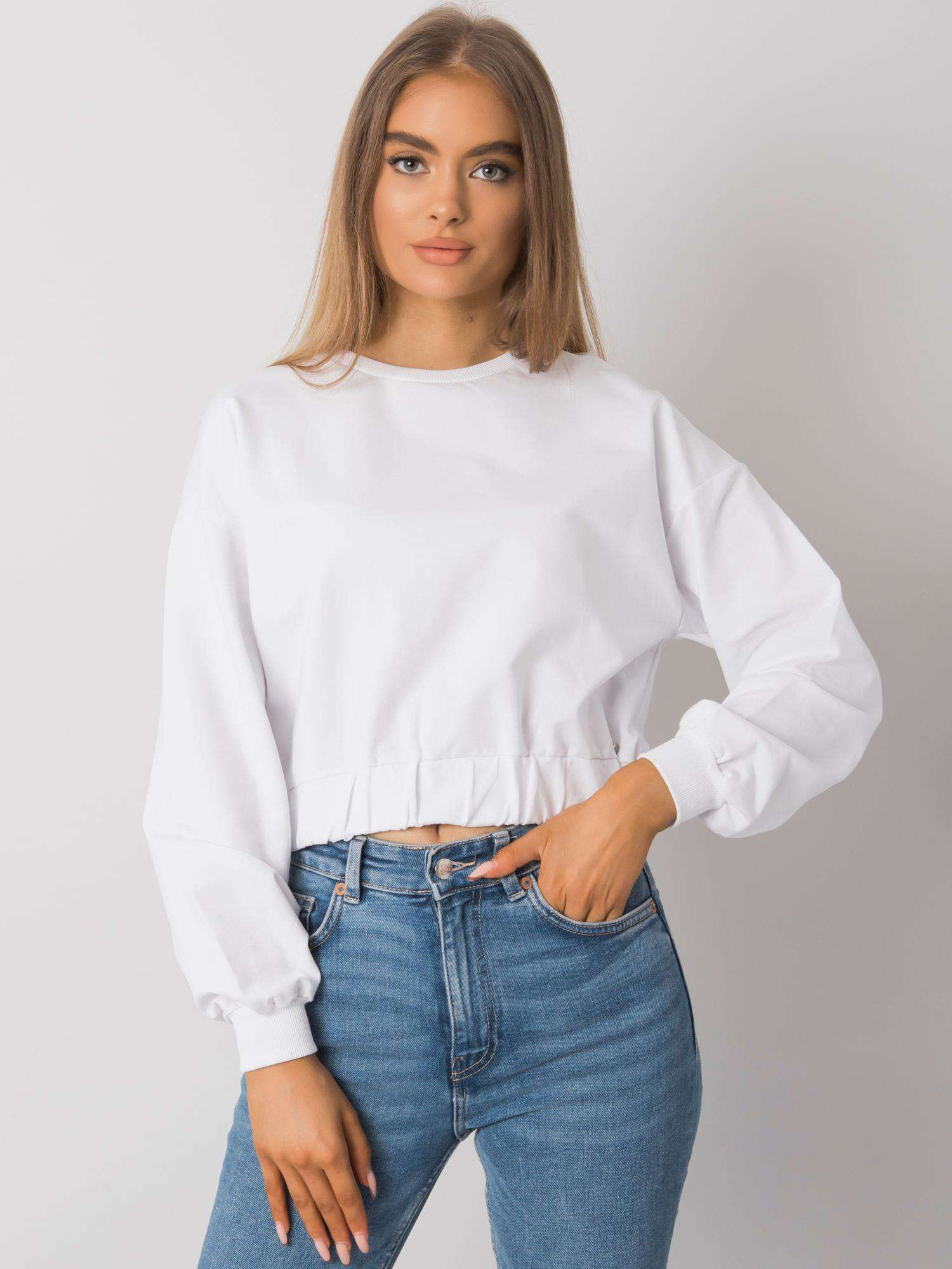 Biela dámska crop mikina RV-BL-7252.31P-white Veľkosť: S/M
