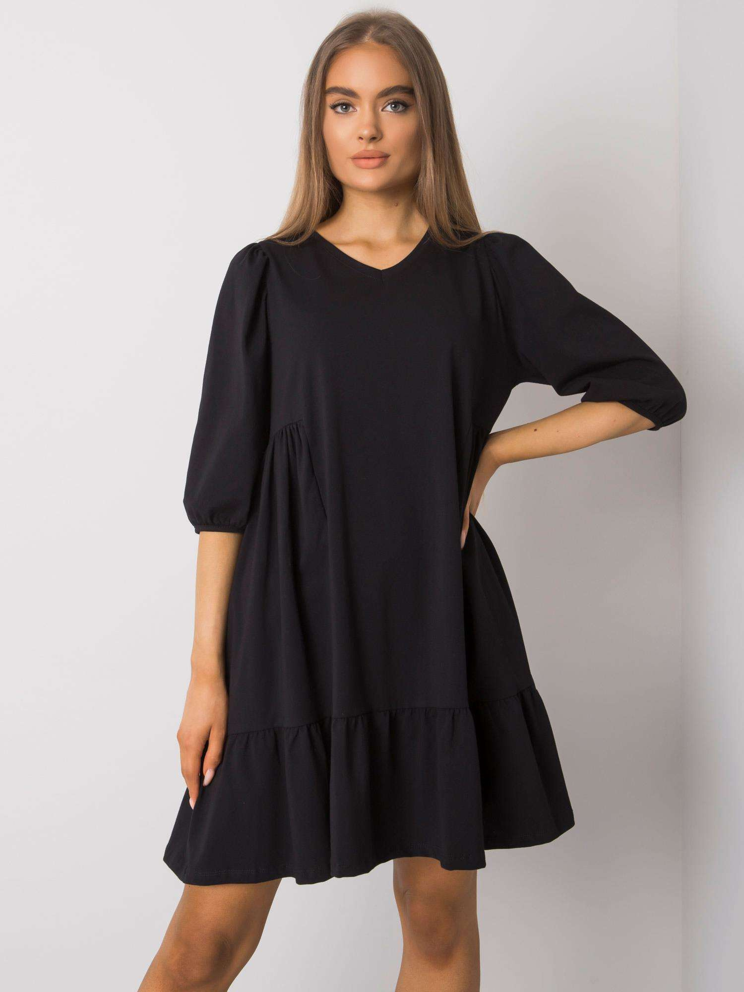 Čierne dámske voľné šaty RV-SK-7248.09P-black Veľkosť: S/M