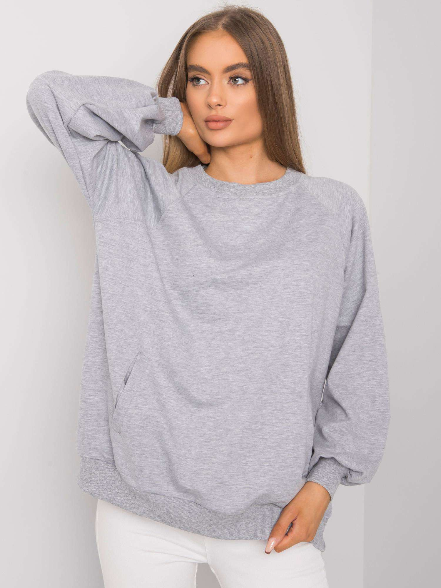 Svetlo šedá basic mikina s raglánovými rukávmi RV-BL-7191.37P-light grey Veľkosť: S/M