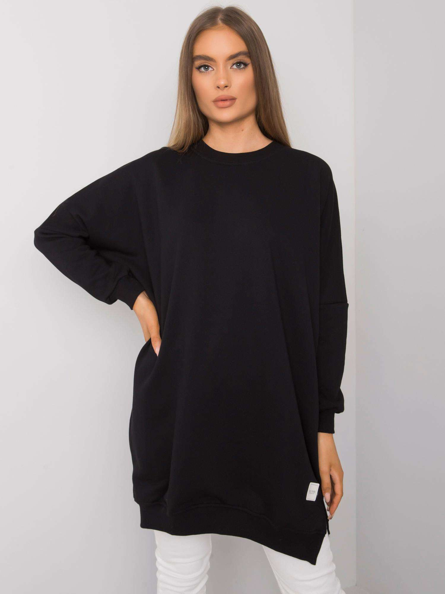 Čierne mikinové oversize šaty RV-SK-7216.95-black Veľkosť: S/M