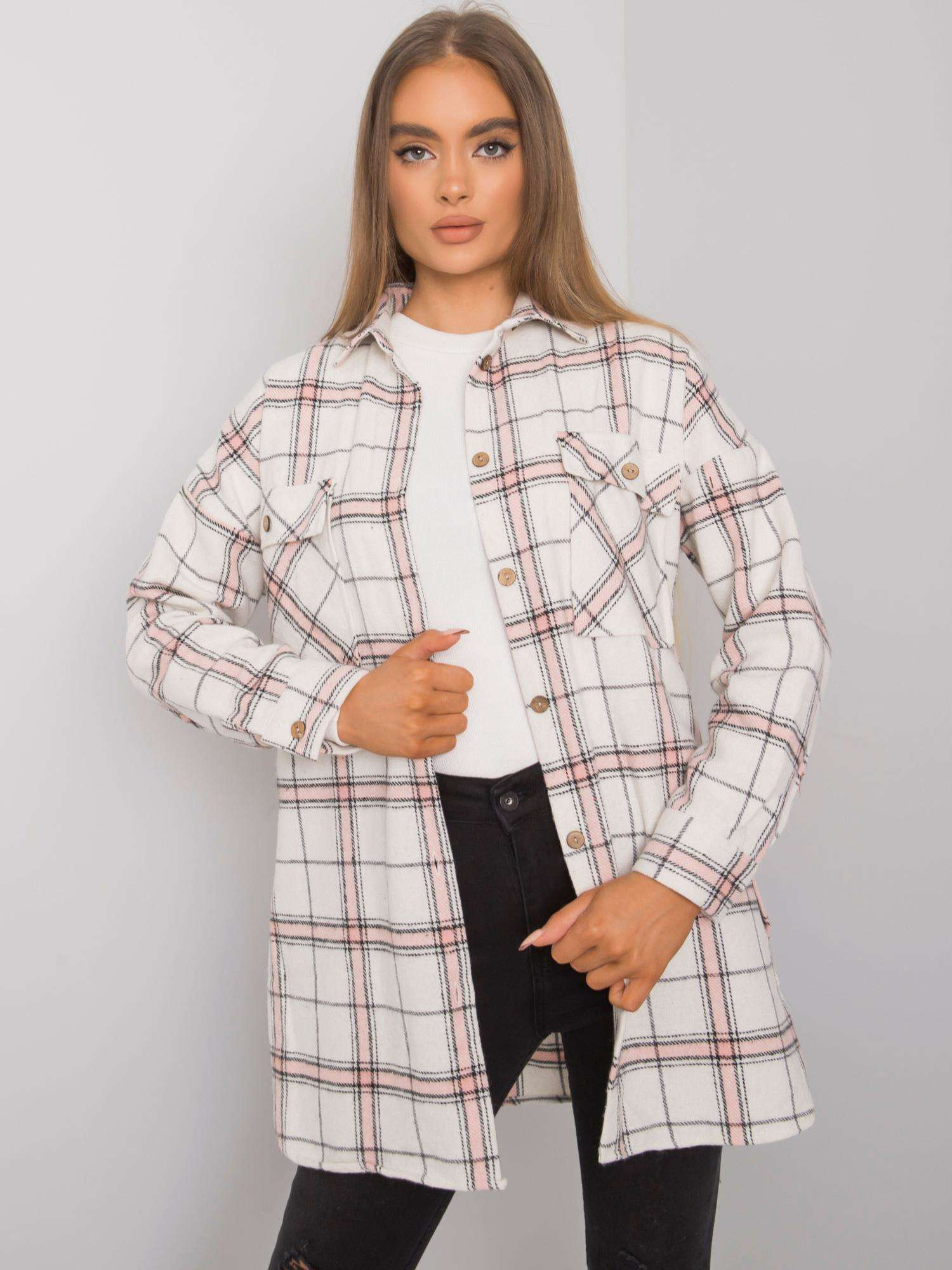 Bielo-béžová károvaná flanelová košeľa TO-KS-0810-3.32-white-beige Veľkosť: L/XL