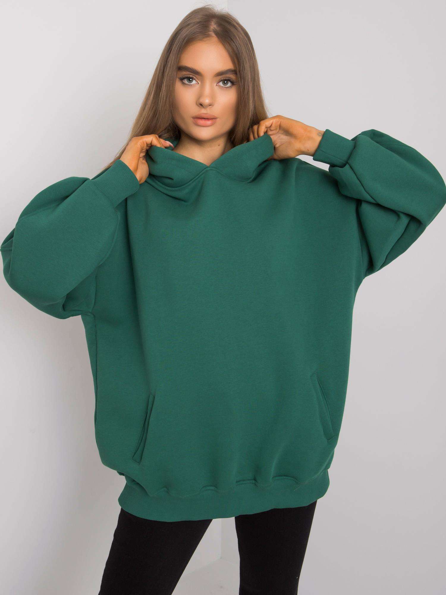 ZELENÁ OVERSIZE MIKINA BEZ POTLAČE RV-BL-6989.37X-GREEN Veľkosť: L/XL