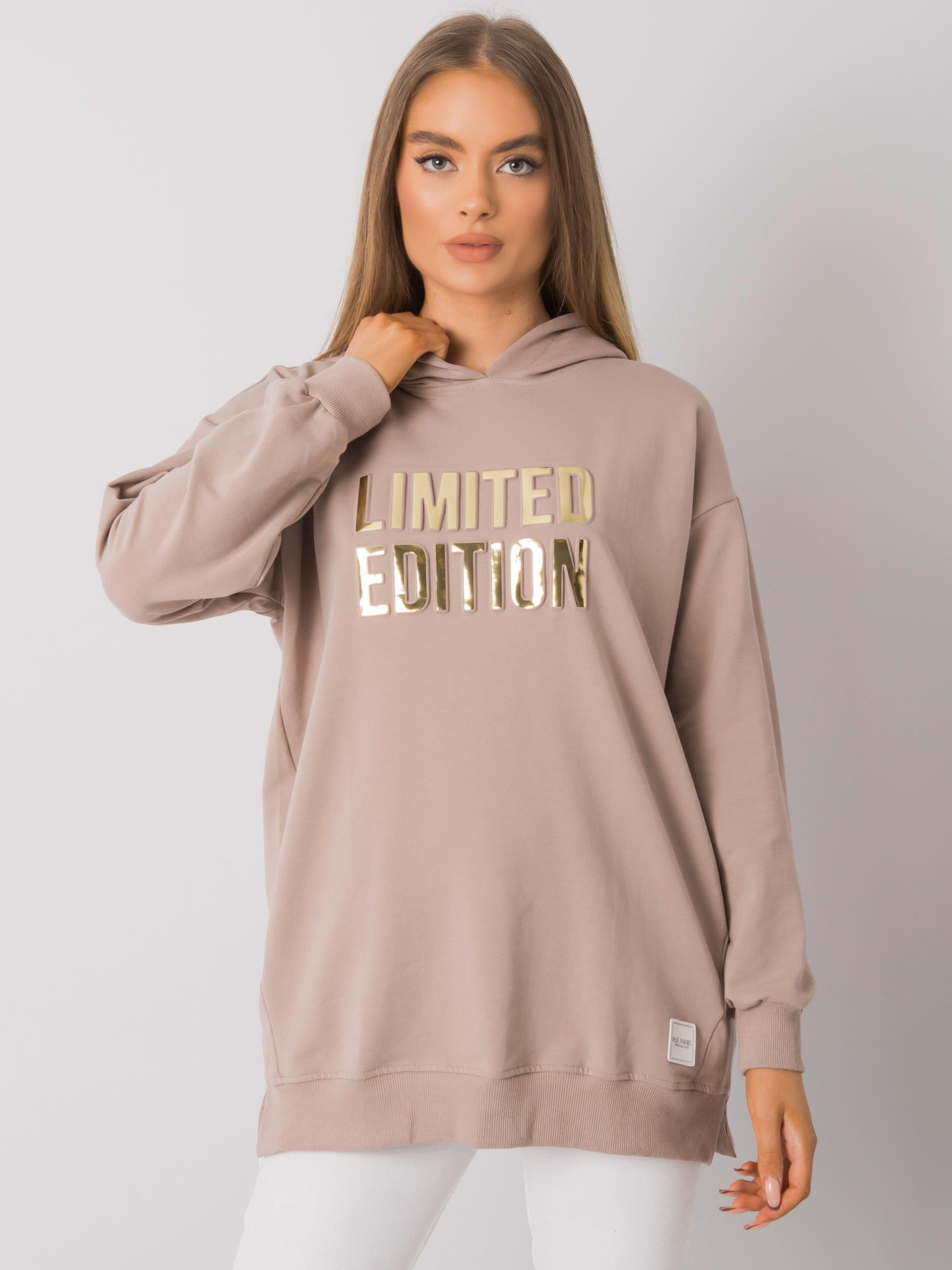 Béžová dámska mikina s nápisom RV-BL-7211.24P-beige Veľkosť: S/M