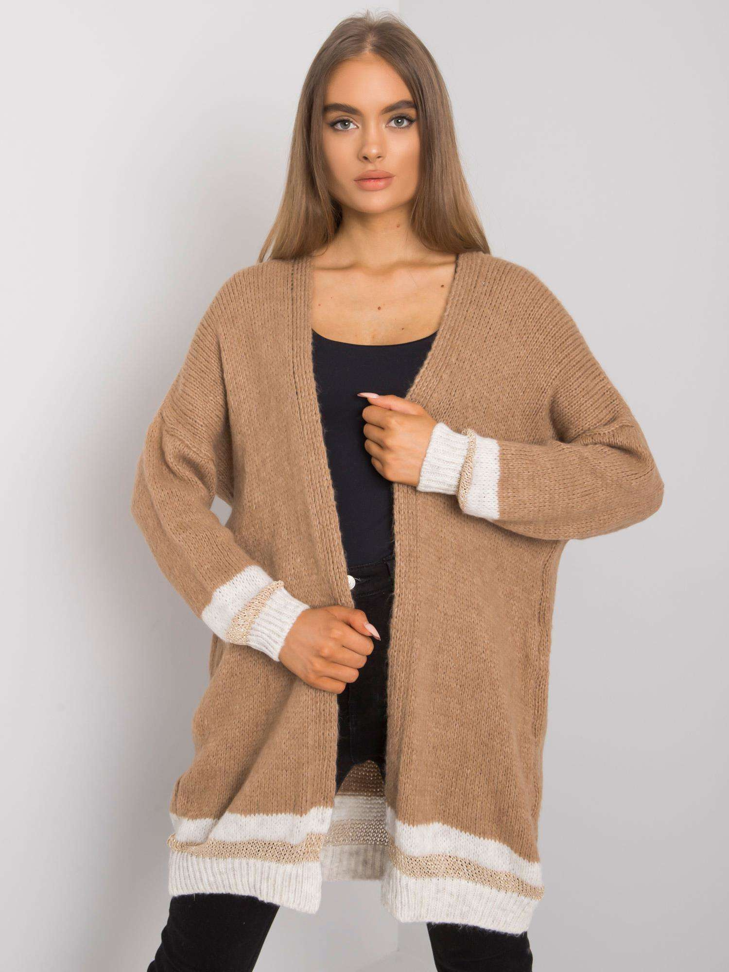 Svetlohnedý dámsky kardigan TW-SW-BI-A21768.21-camel Veľkosť: ONE SIZE