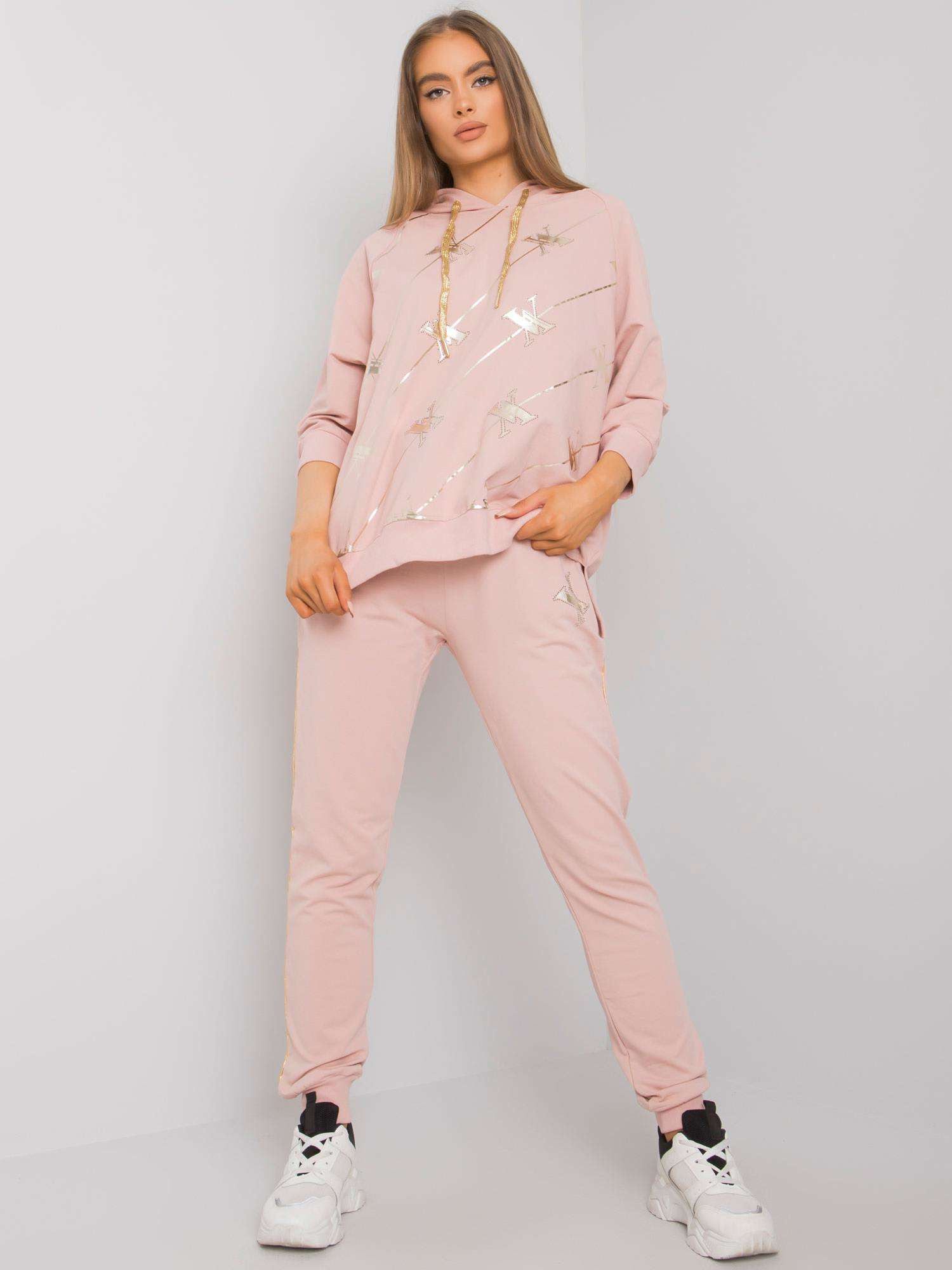 Svetloružová tepláková súprava s potlačou RV-KMPL-6871.37-pink Veľkosť: S/M