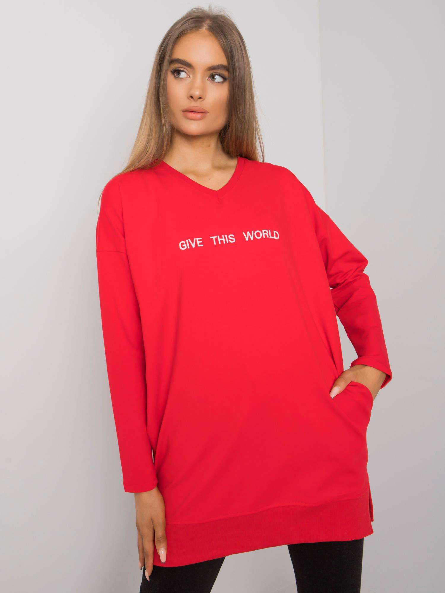 Červená dámska tunika s nápisom RV-TU-7201.43P-red Veľkosť: S/M