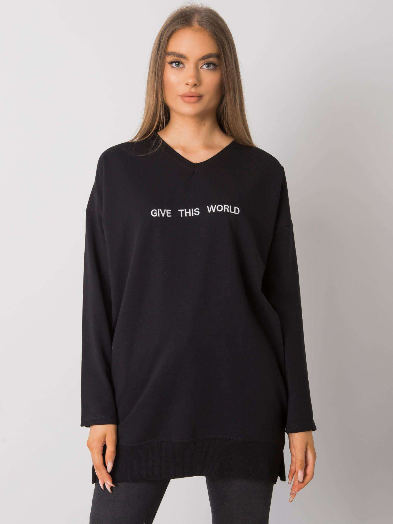Čierna dámska tunika s nápisom RV-TU-7201.43P-black Veľkosť: S/M