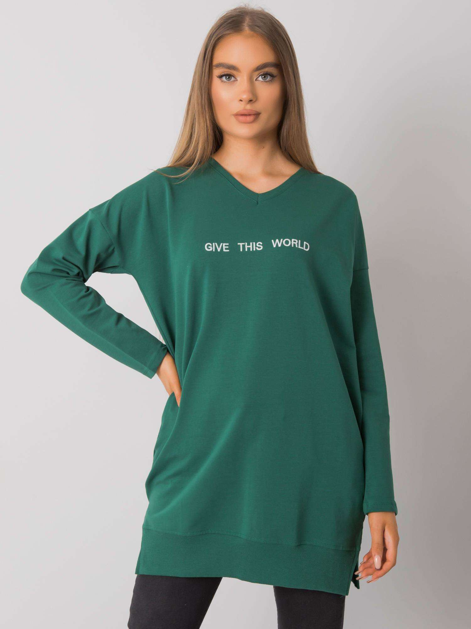 Tmavozelená dámska tunika s nápisom RV-TU-7201.43P-green Veľkosť: S/M
