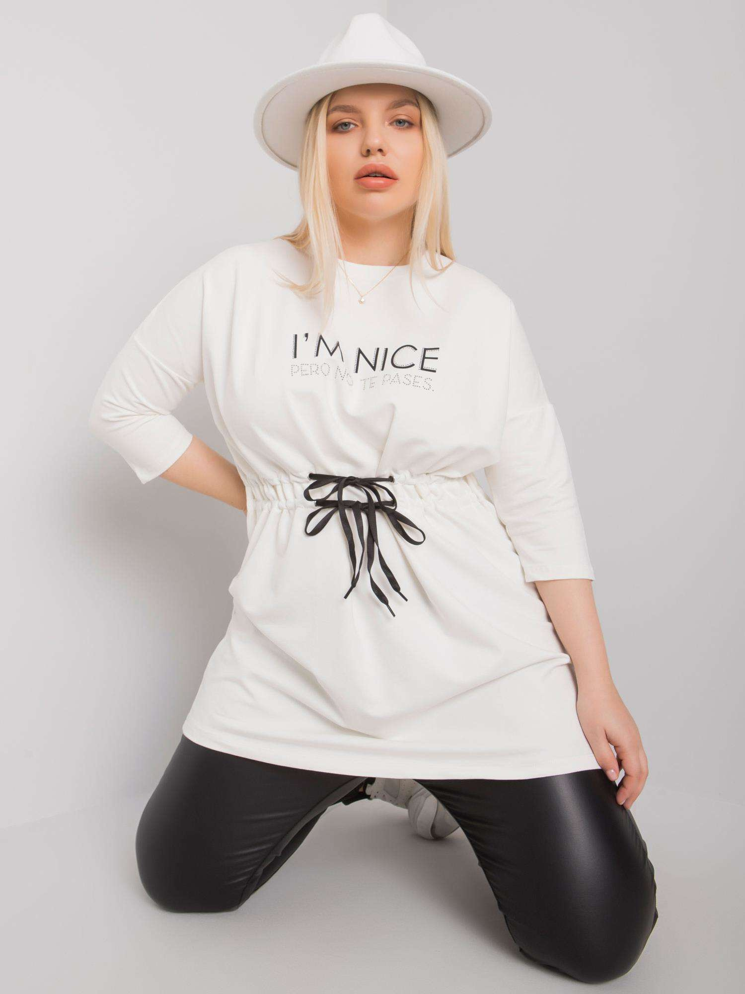Smotanová tunika I´m nice pero no te pases RV-TU-7033.84P-ecru Veľkosť: ONE SIZE