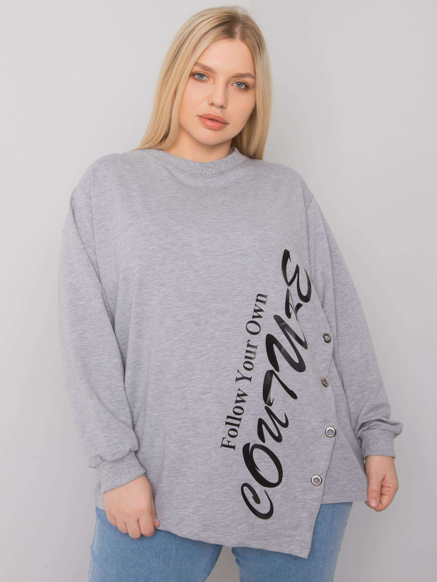 Šedé tričko s asymetrickým cípom Couture RV-BZ-7165.79P-grey Veľkosť: ONE SIZE