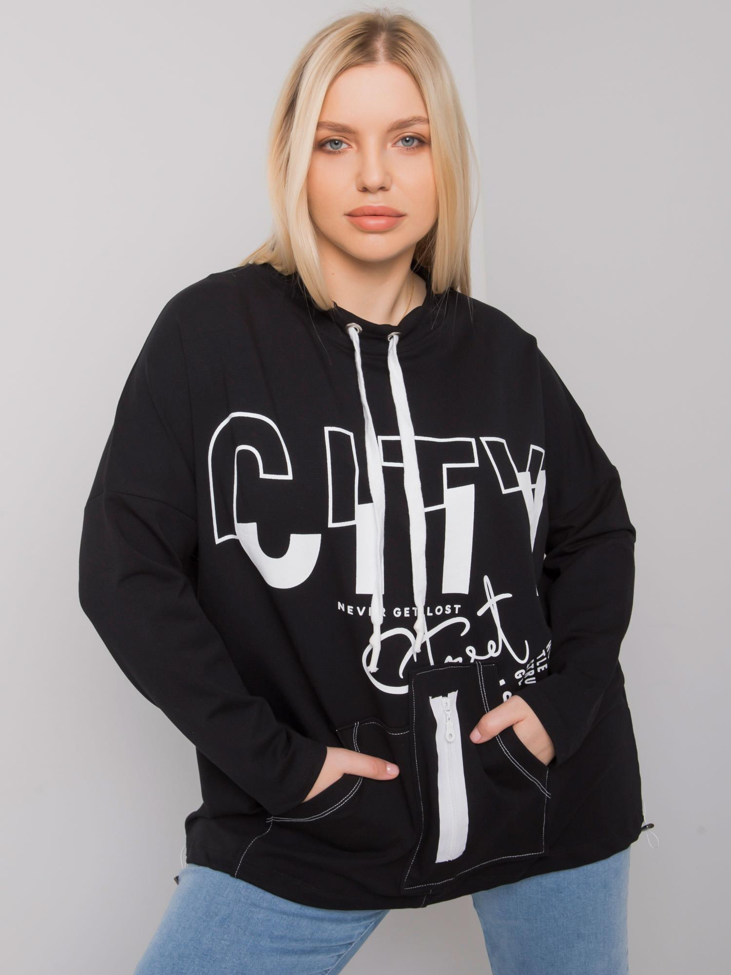 Čierna mikina s nápisom City a potlačou RV-BL-7166.78P-black Veľkosť: ONE SIZE
