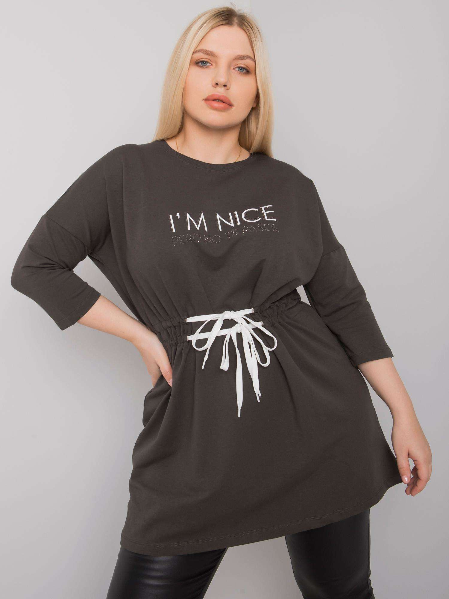 Khaki tunika Im nice pero no te pases RV-TU-7033.84P-khaki Veľkosť: ONE SIZE