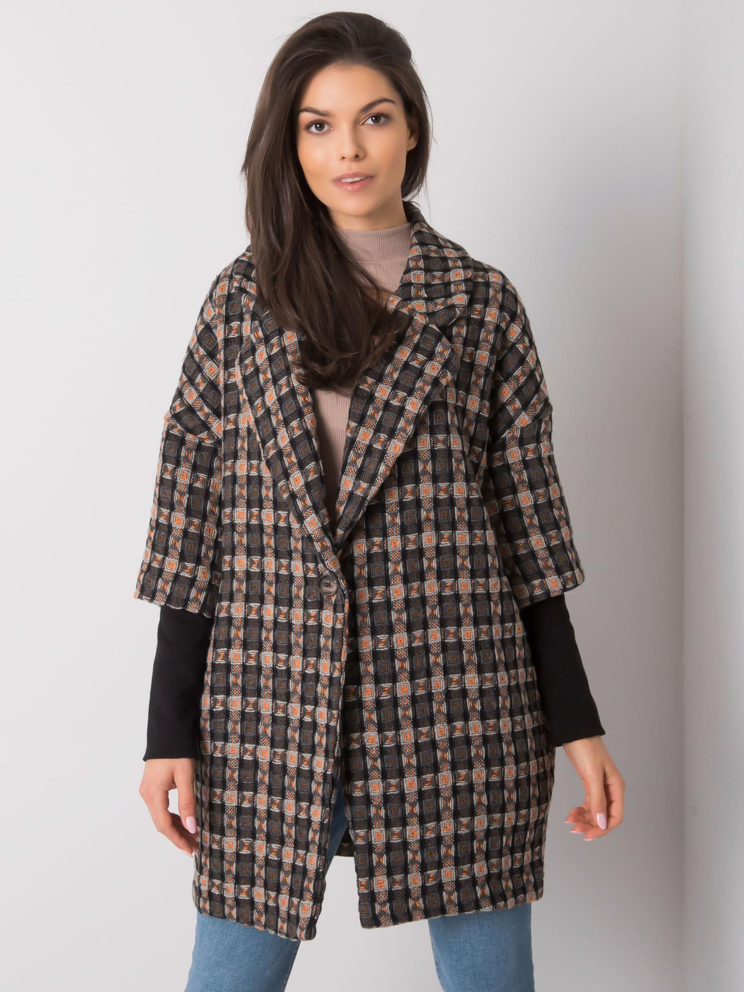 Šedý dámsky vzorovaný kabát CHA-PL-0466.05X-gray Veľkosť: S/M