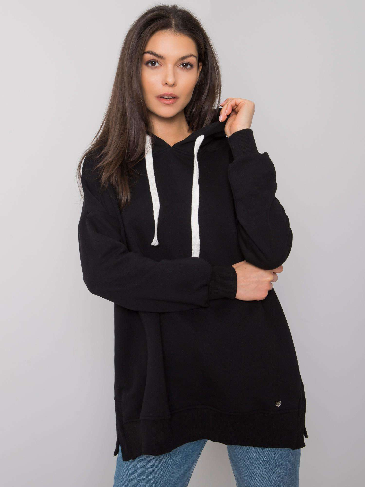 Čierna dámska mikina s kapucňou RV-BL-7190.38X-black Veľkosť: S/M