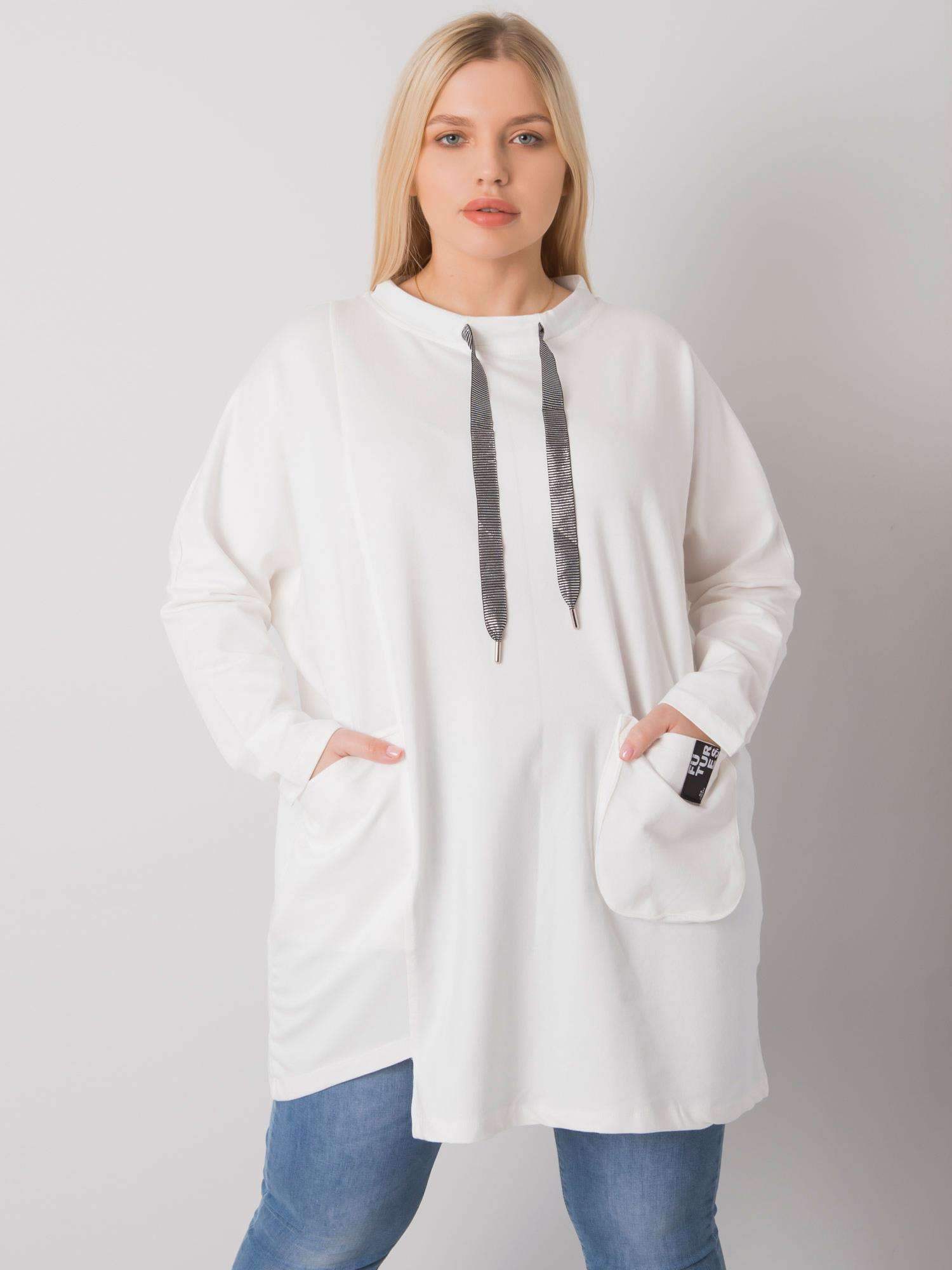 Smotanová dámska tunika s vreckom RV-TU-7236.75P-ecru Veľkosť: ONE SIZE