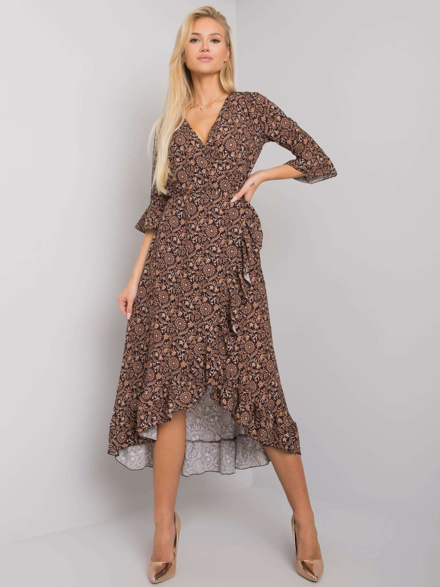Čierne vzorované midi šaty TW-SK-BI-24502-3.46P-black Veľkosť: S