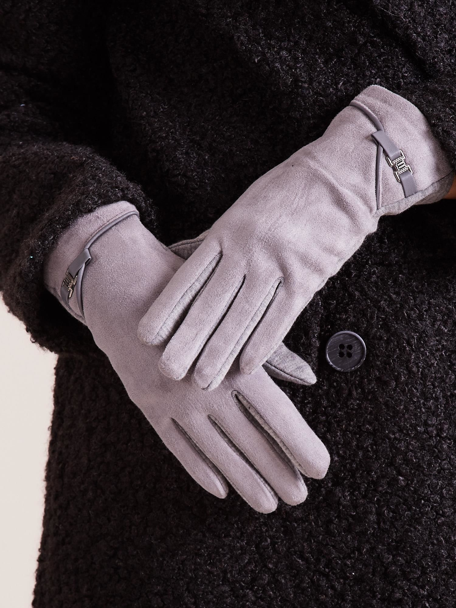 Svetlosivé dámske rukavice AT-RK-902.08-gray Veľkosť: L/XL