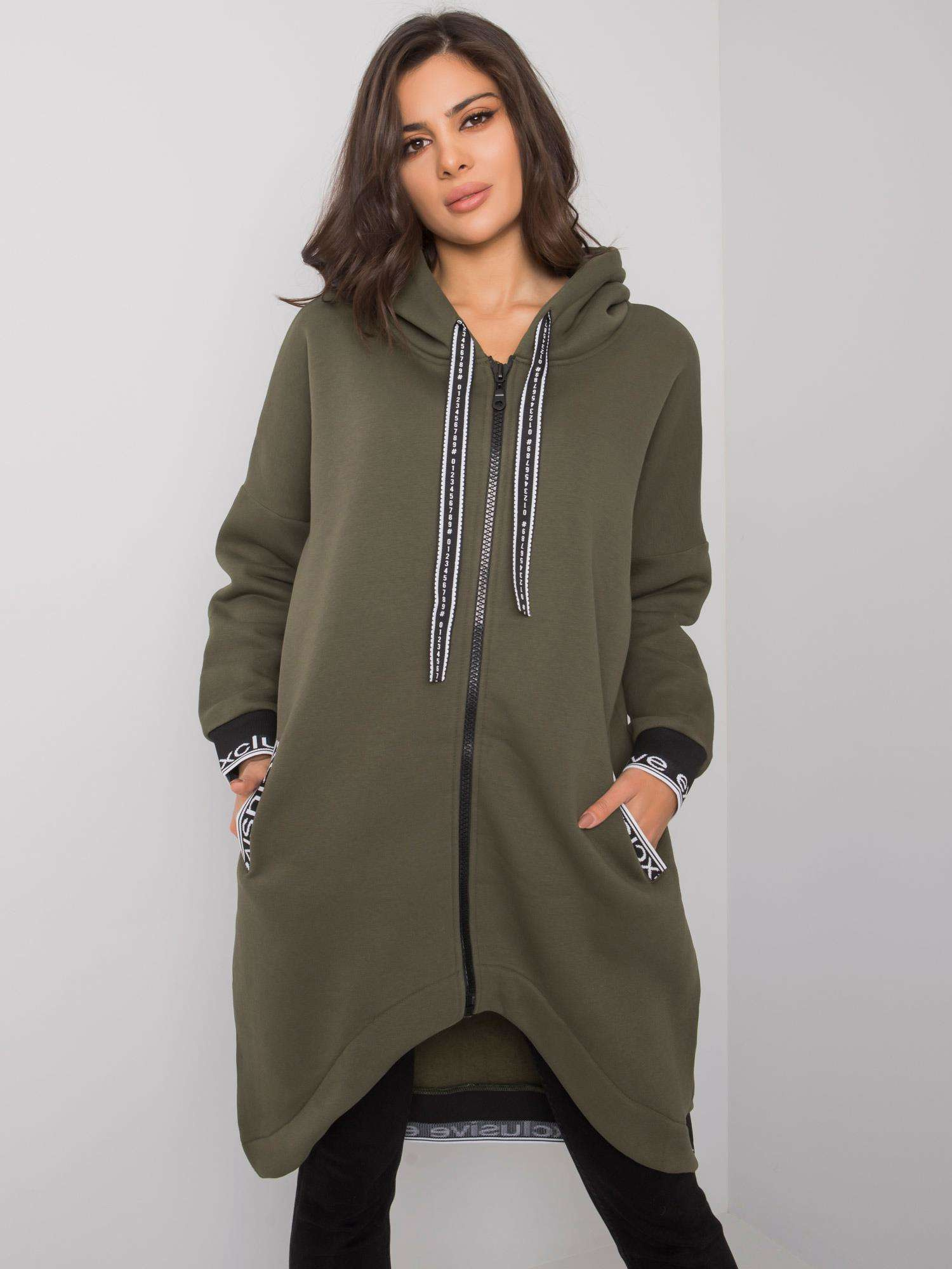 Khaki dámska dlhá mikina na zips RV-BL-6832.10-khaki Veľkosť: L/XL
