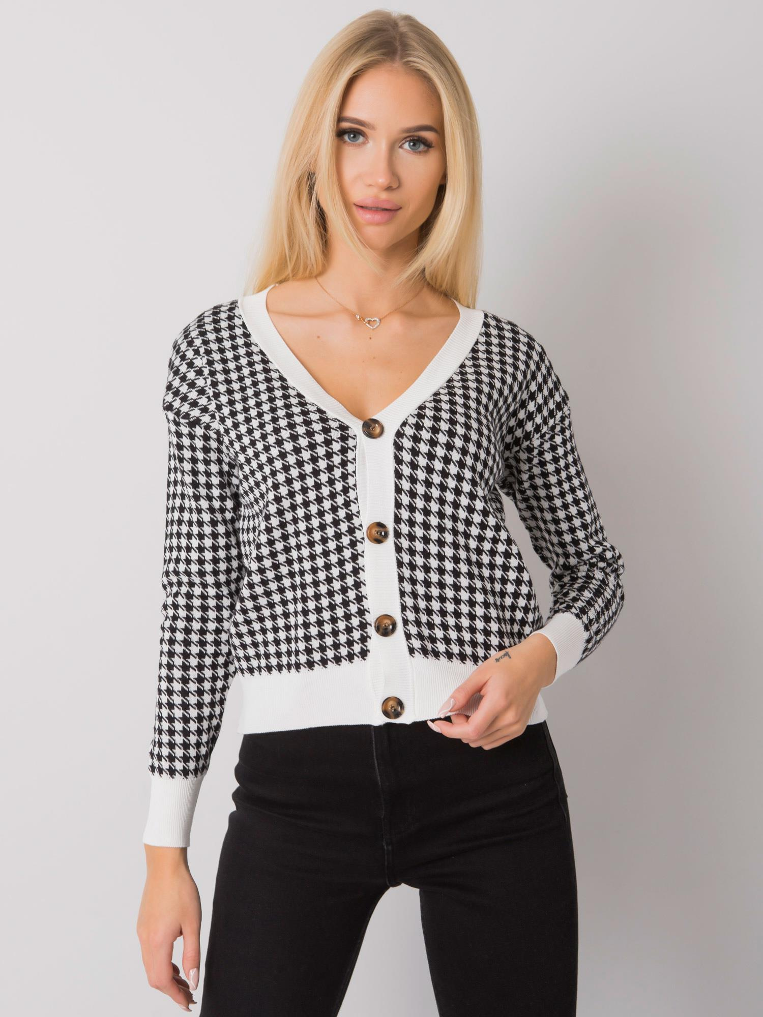 Čierno-biely sveter s gombíkmi -ASM-SW-14210.32-white-black Veľkosť: ONE SIZE