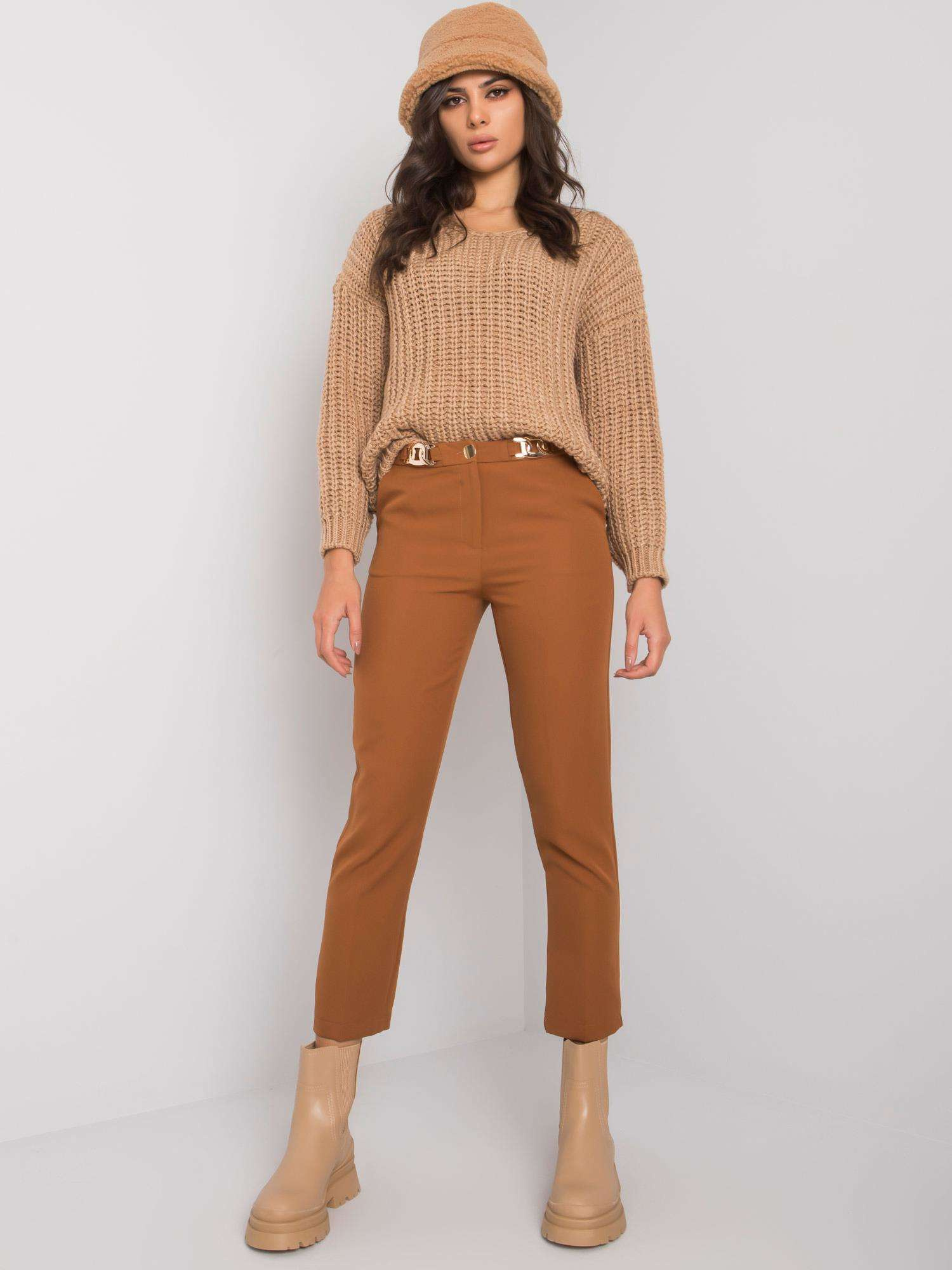 Hnedé elegantné nohavice -LC-SP-22K-5001.81P-light brown Veľkosť: 38