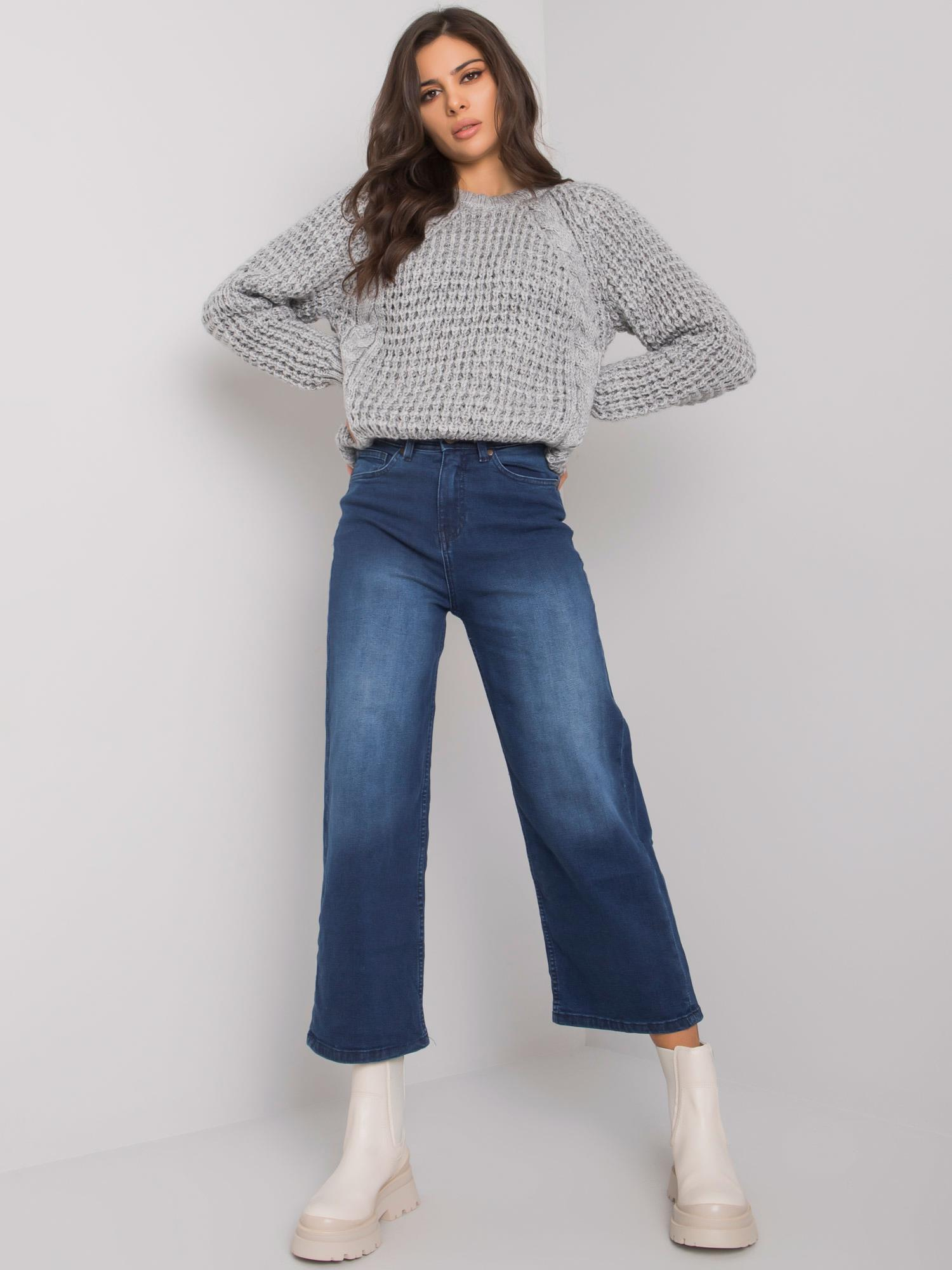 Tmavomodré zvonové džínsy -D85038T62213D249-dark blue Veľkosť: S