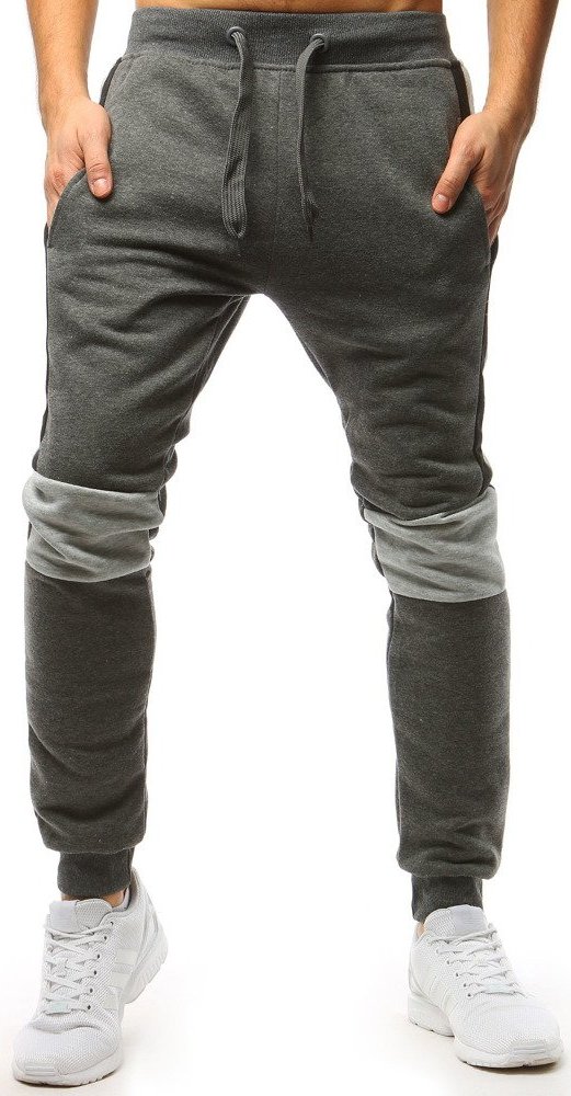 Tmavosivé pánske tepláky so svetlo šedým pruhom UX3372 Veľkosť: M