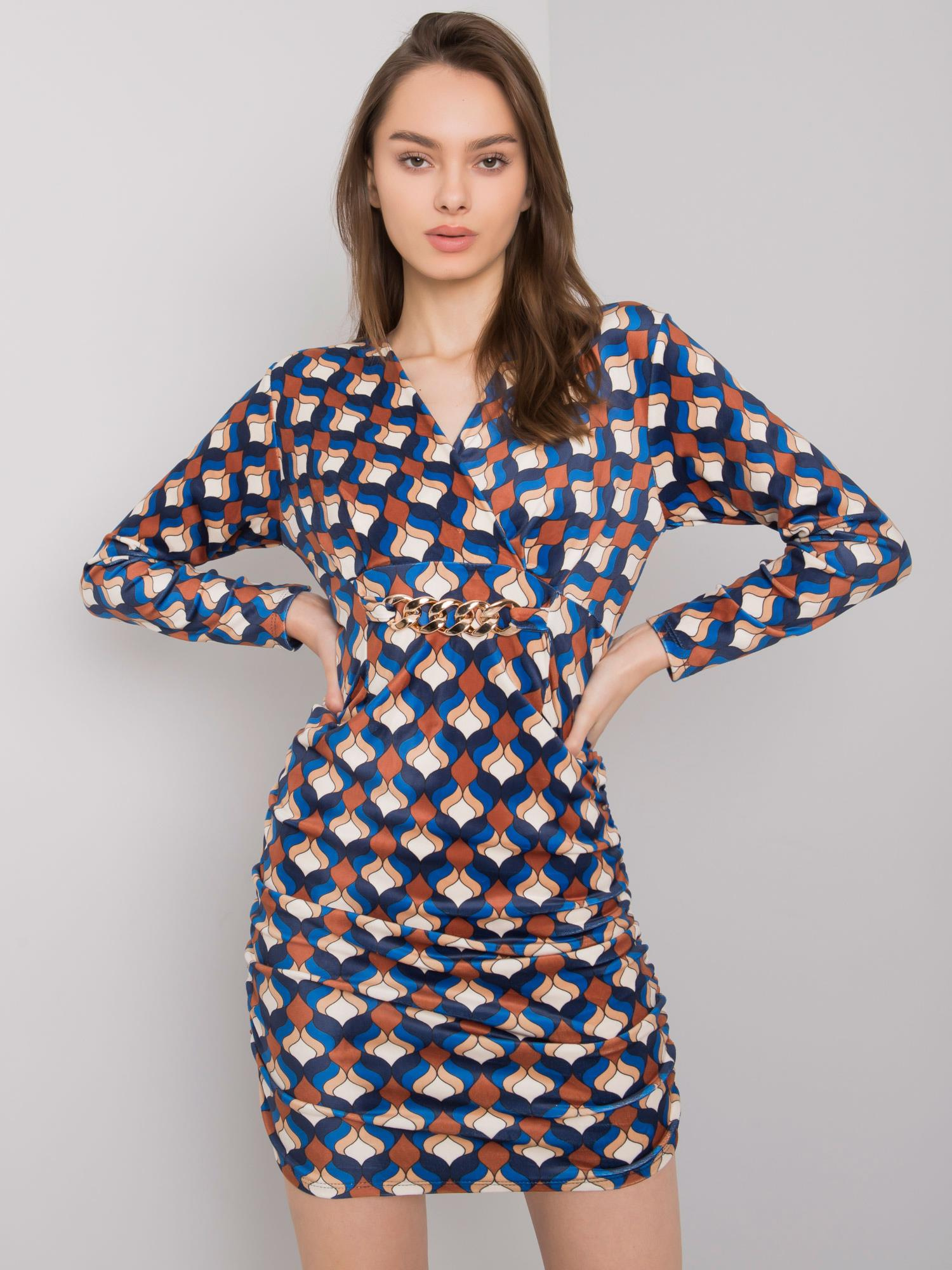 Modré vzorované mini šaty DHJ-SK-12695.26P-blue Veľkosť: ONE SIZE