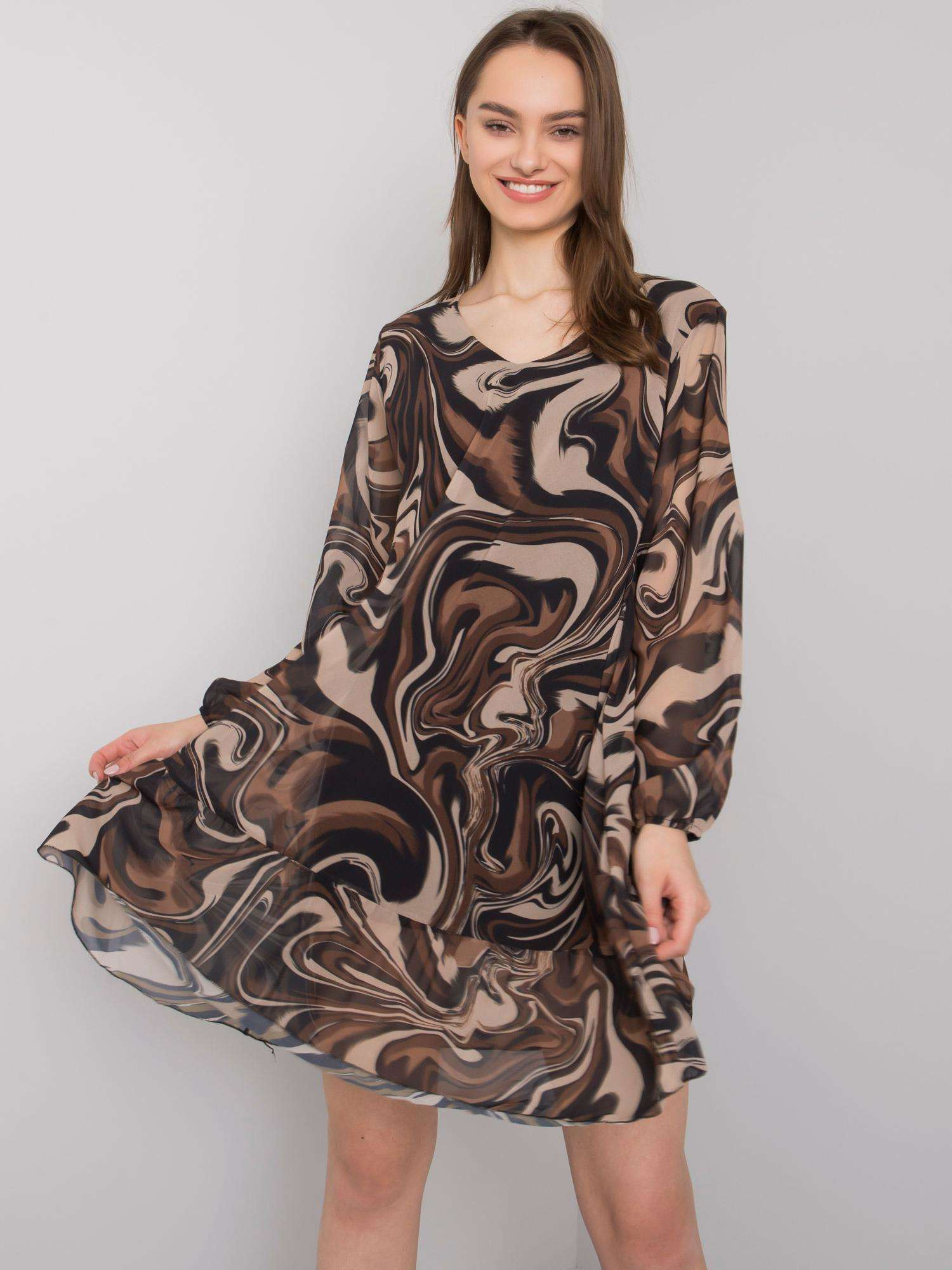 Čierne dámske vzorované voľné šaty DHJ-SK-3897.54P-black Veľkosť: ONE SIZE
