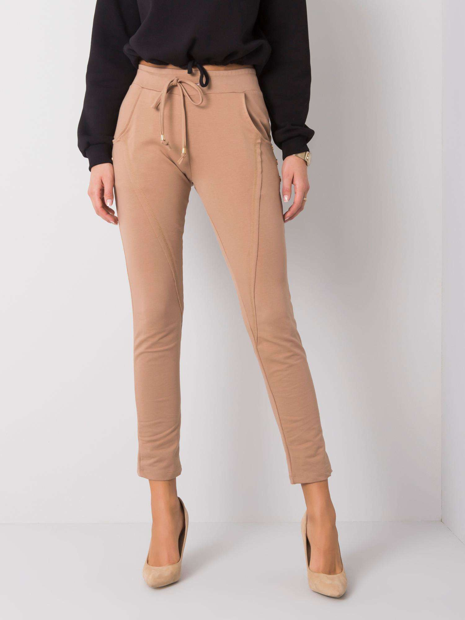 Hnedé dámske tepláky -RV-DR-6073.18-camel Veľkosť: XL